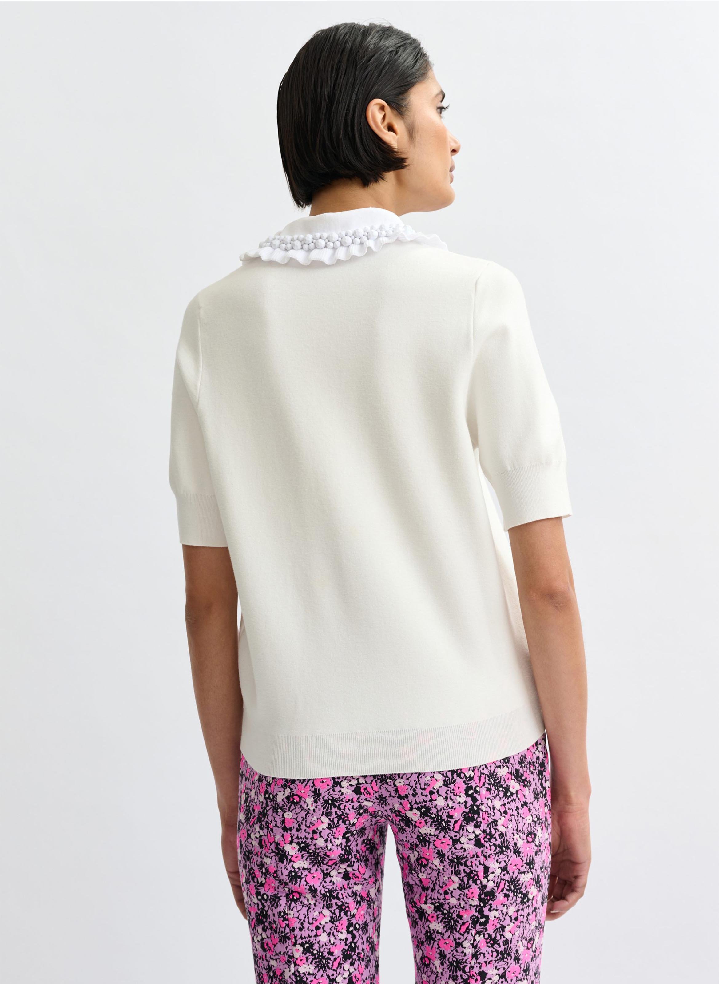 Polo a maniche corte monocolore con volant ESSENTIEL ANTWERP Bianco