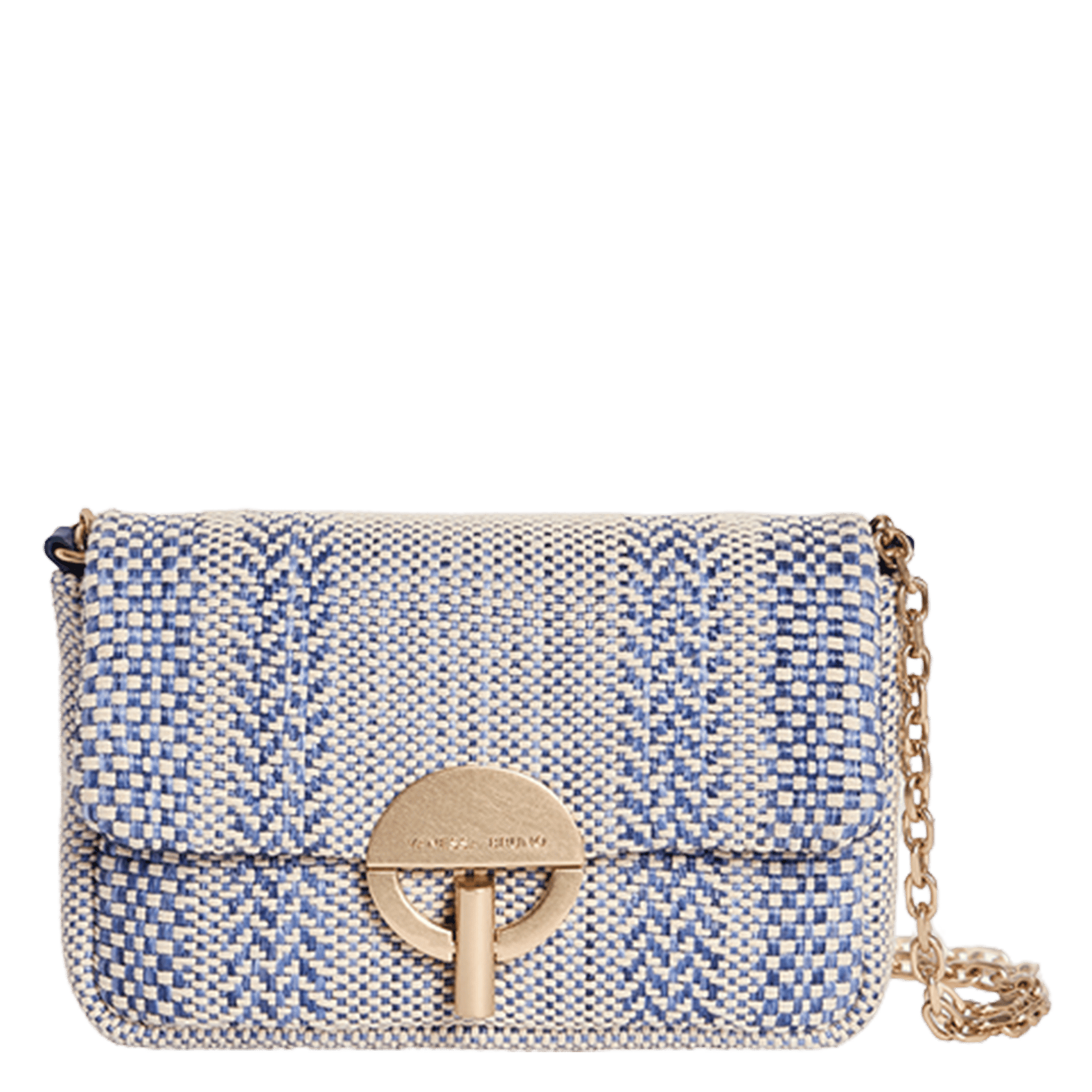 Woven leather flap shoulder bag VANESSA BRUNO Blue