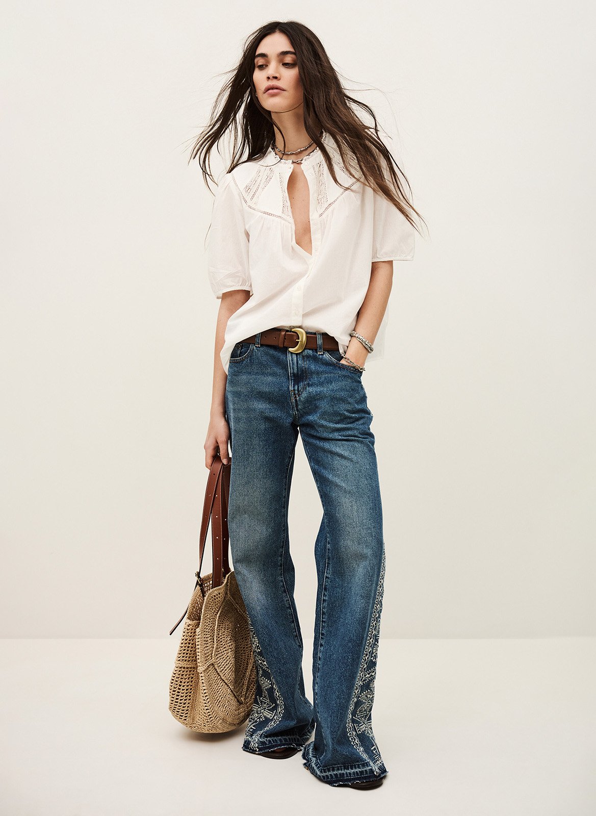 Katoenen oversized blouse BA&SH Beige