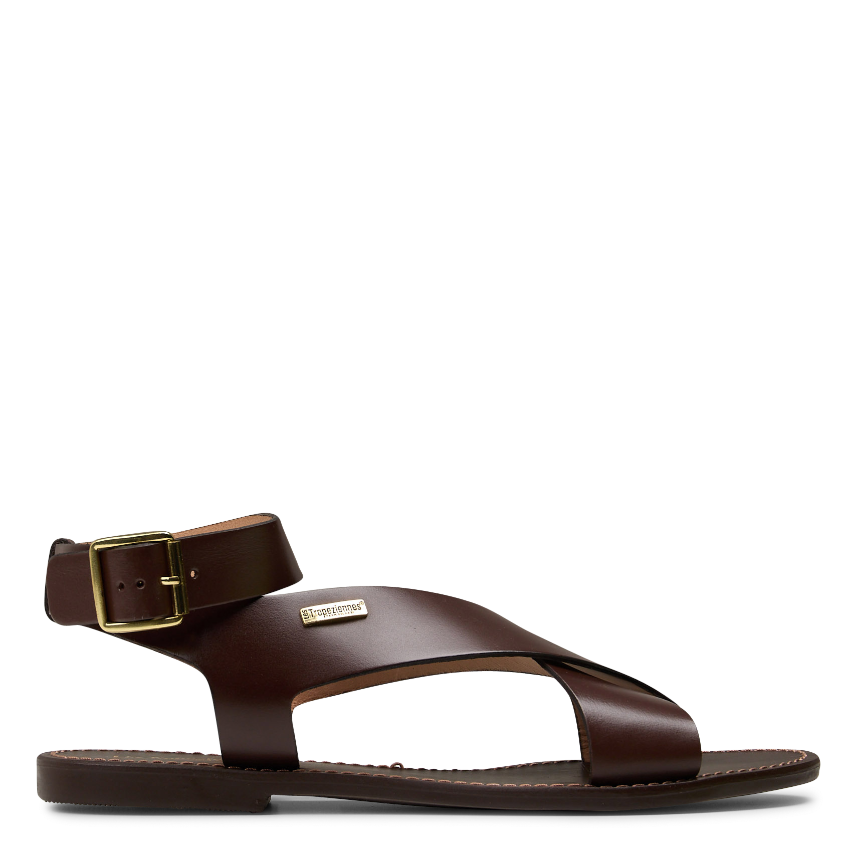 Avarca Berlin - Flache Ledersandalen mit Samt LES TROPEZIENNES PAR M.BELARBI Braun