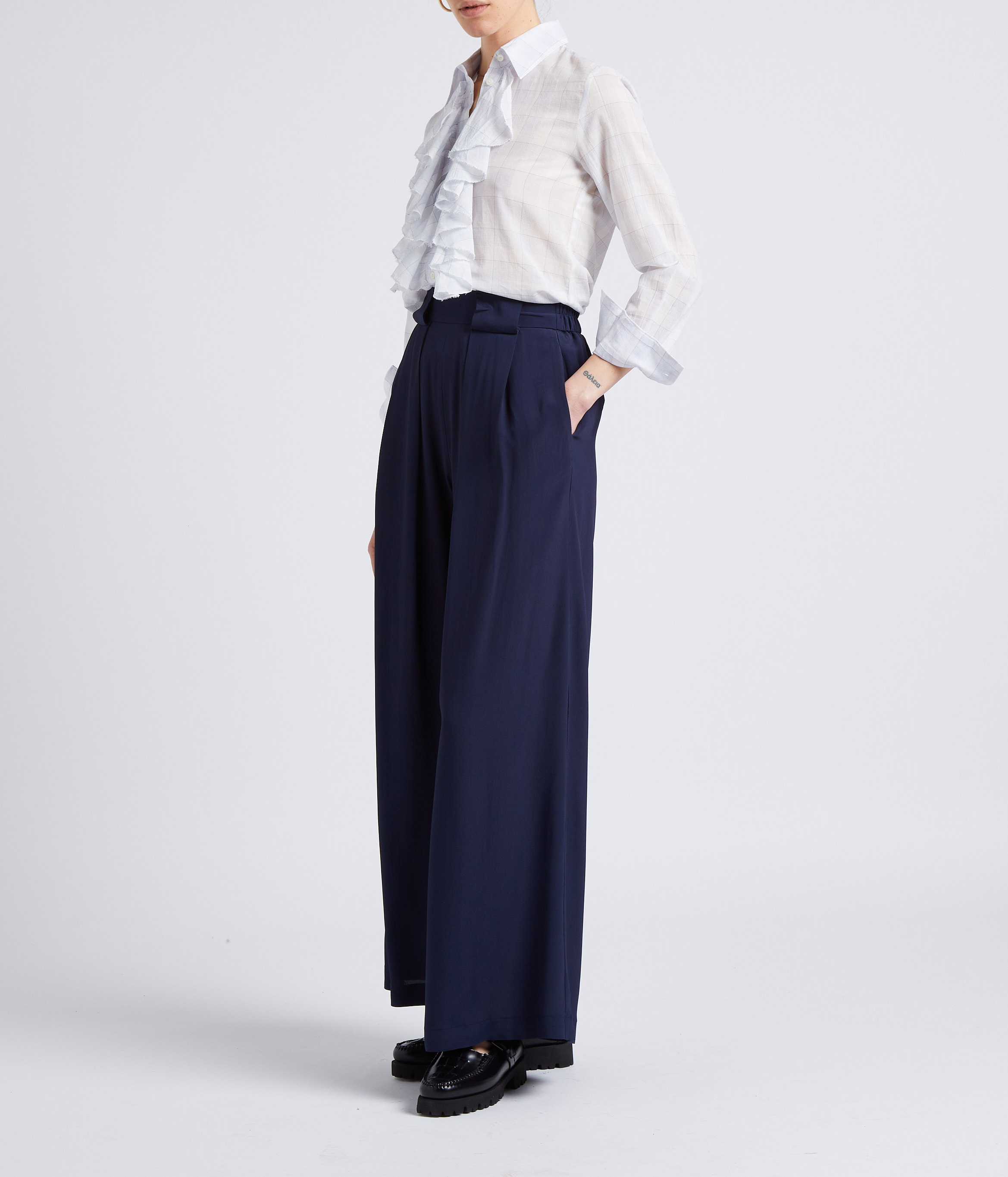 Camisa de algodón con cuello clásico DIEGA Blanco