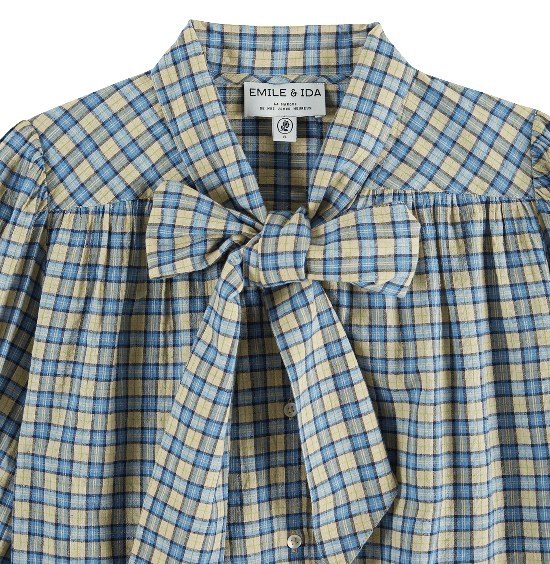 Blouse col lavallière en coton EMILE ET IDA Bleu