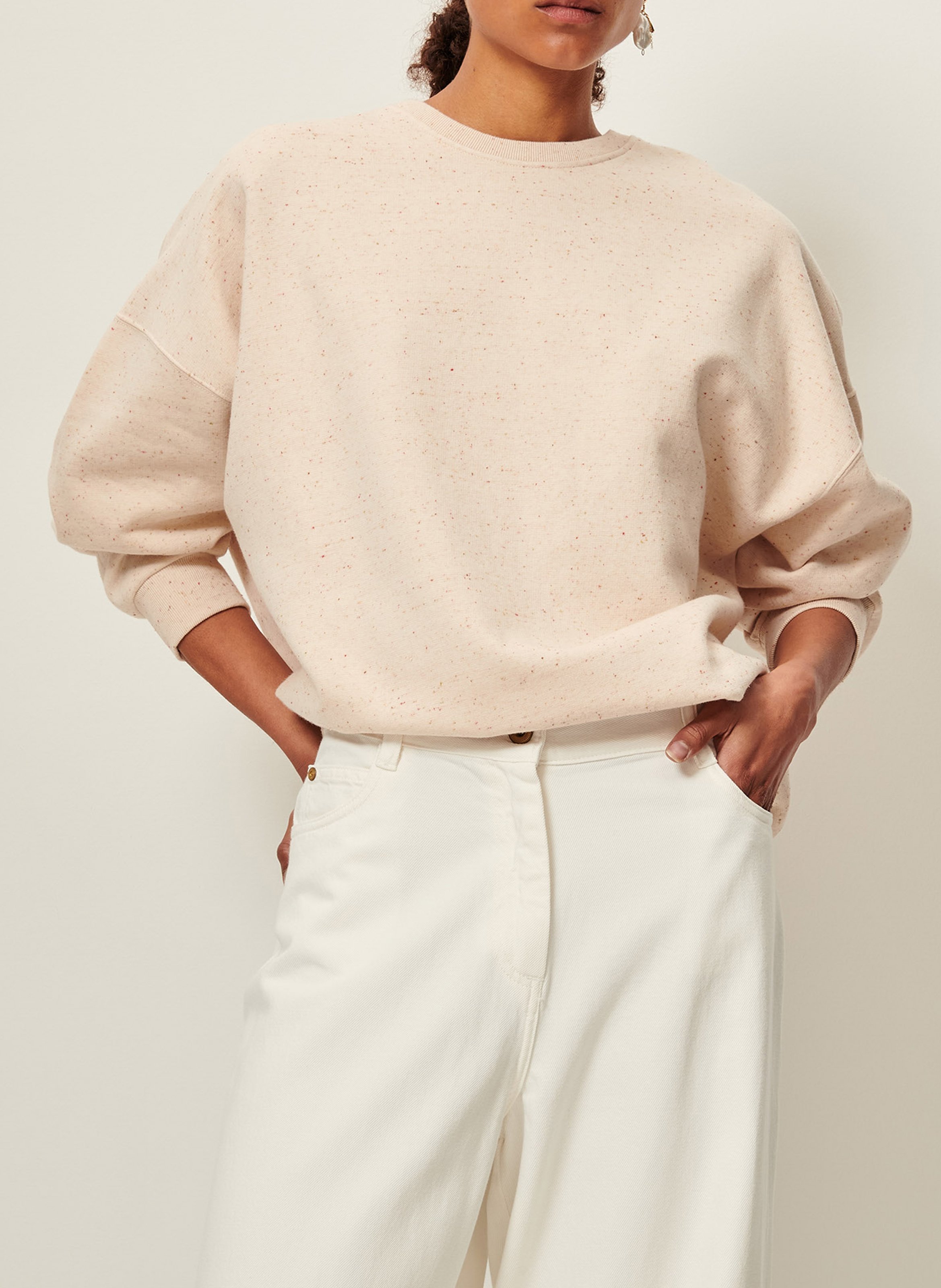 Sweat col rond oversize en coton mélangé SESSUN