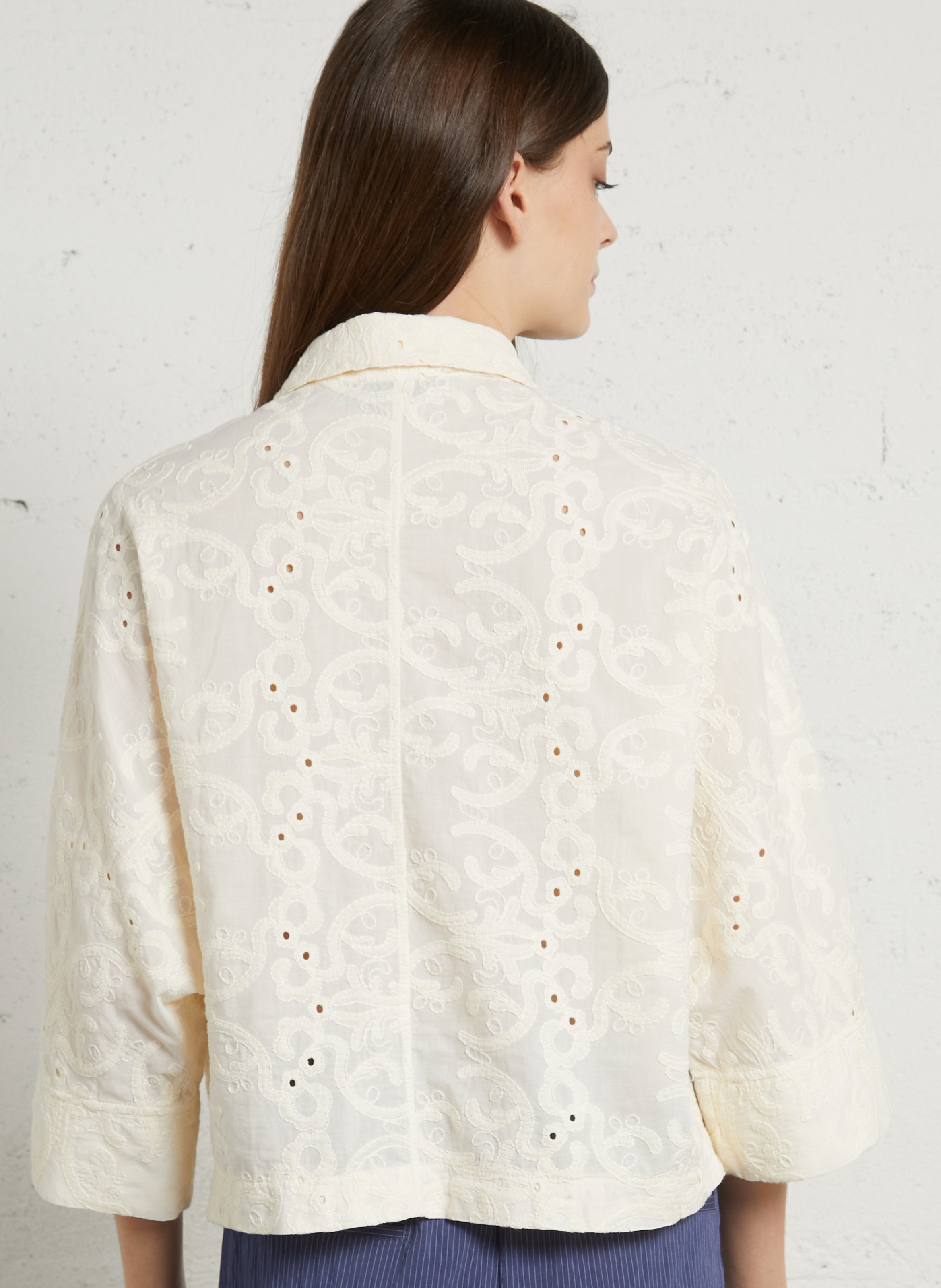 Chemise brodée en coton TINSELS Blanc