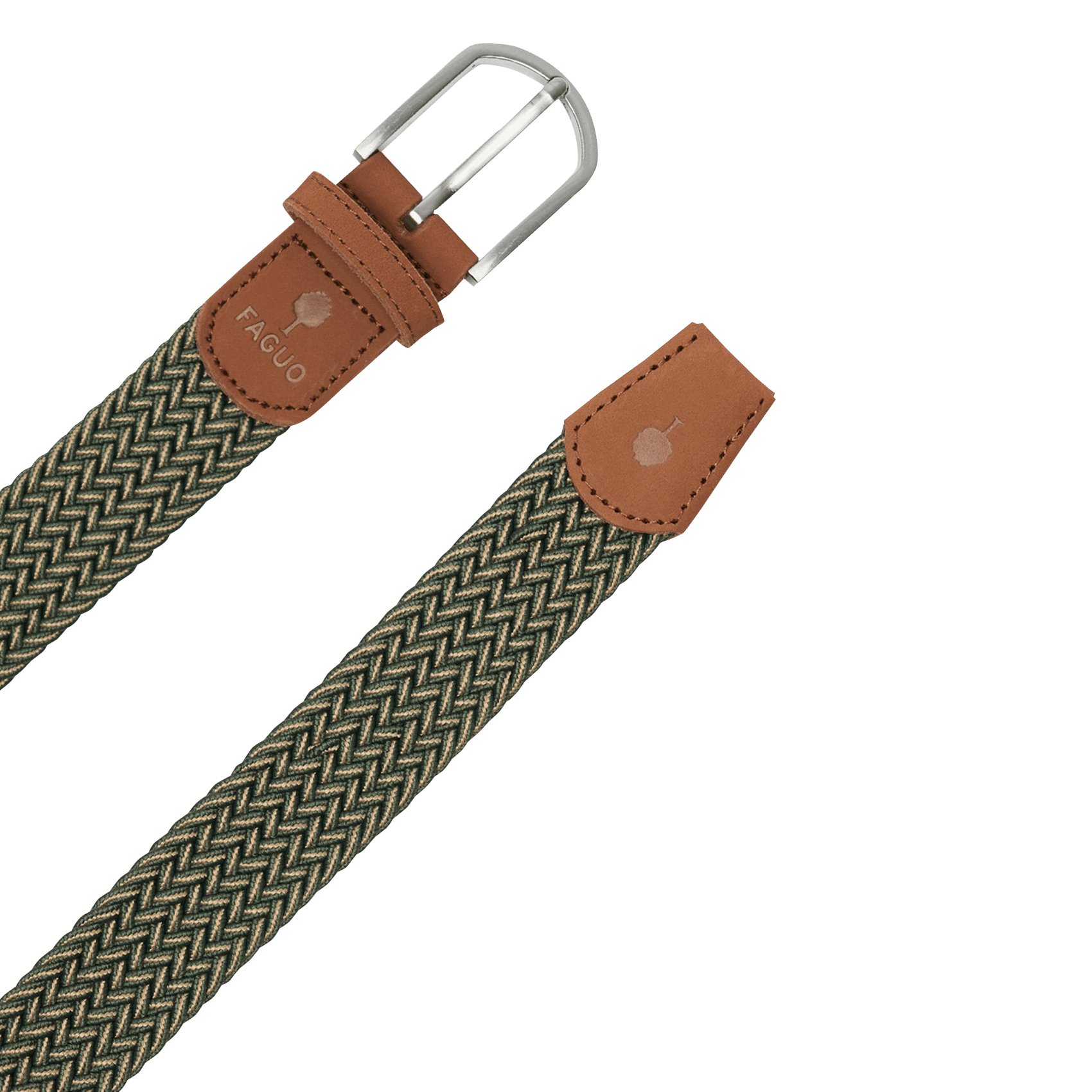 Elasticated braided belt FAGUO Khaki