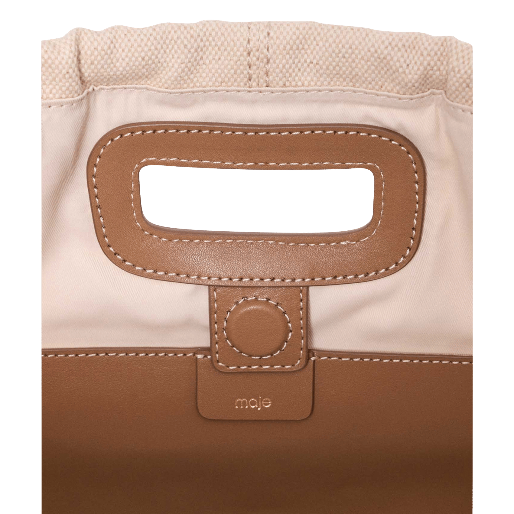 Sac porté épaule en coton et en lin MAJE Beige