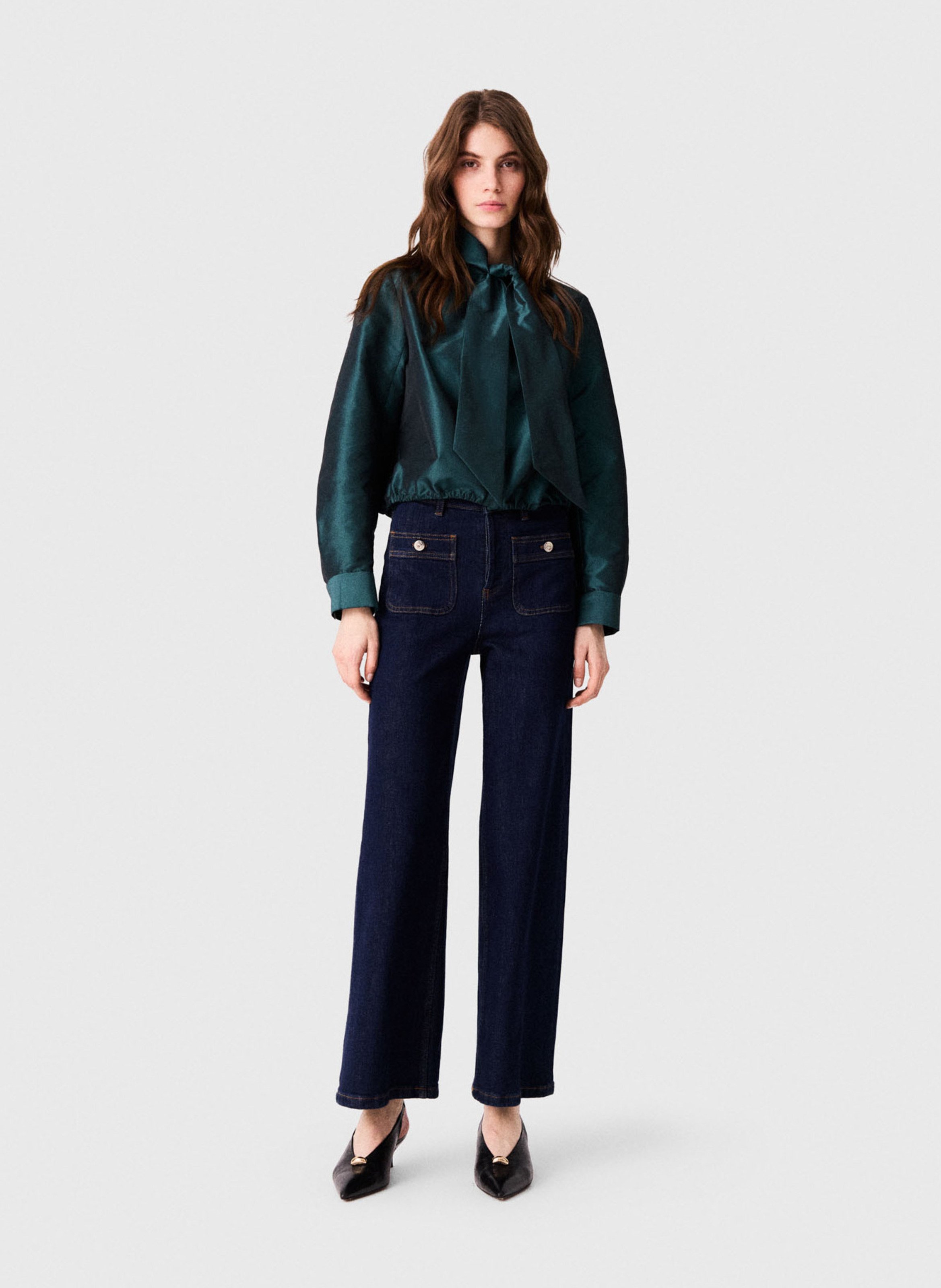 Blouse droite col à nouer MAJE Vert