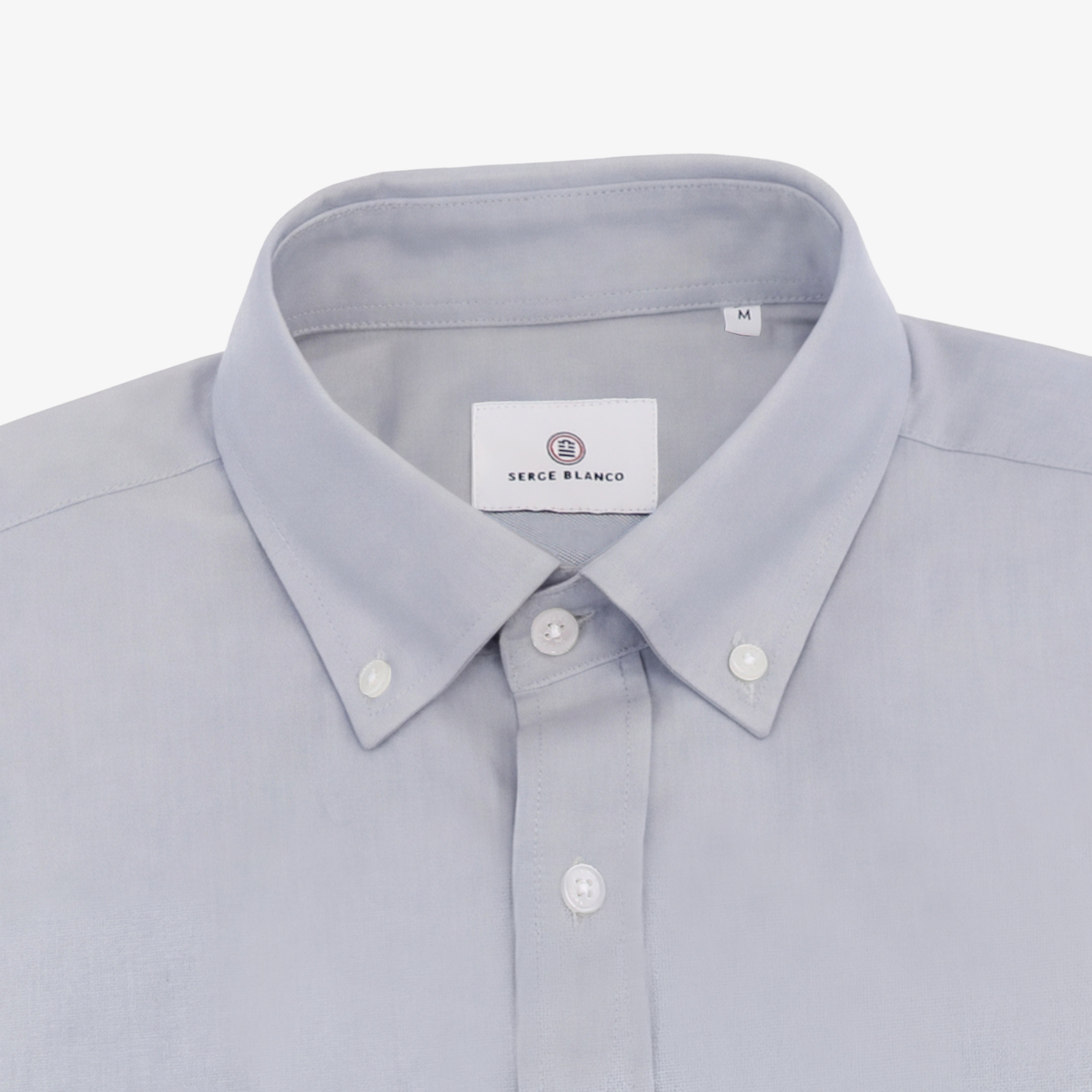 Long-sleeved cotton shirt with grey diamond chest pocket SERGE BLANCO Grey