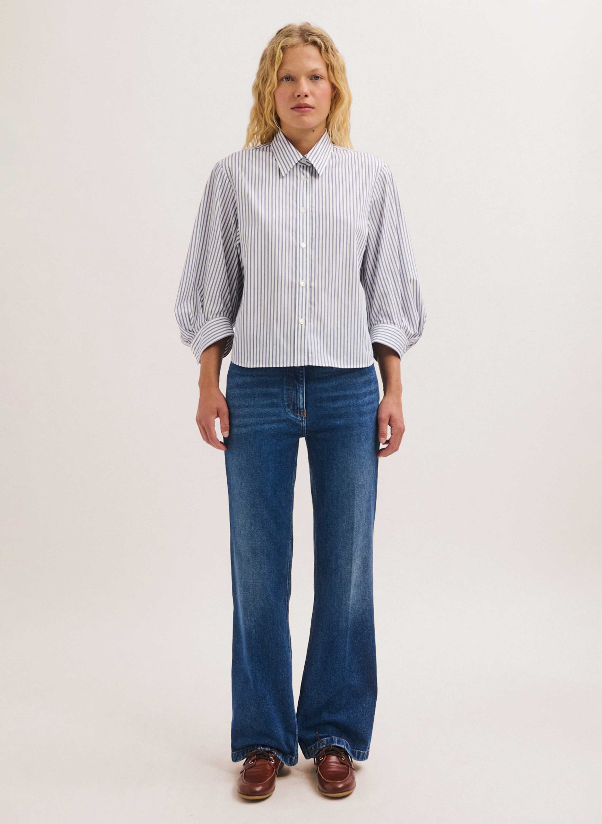 Cotton shirt with classic collar PABLO Blue