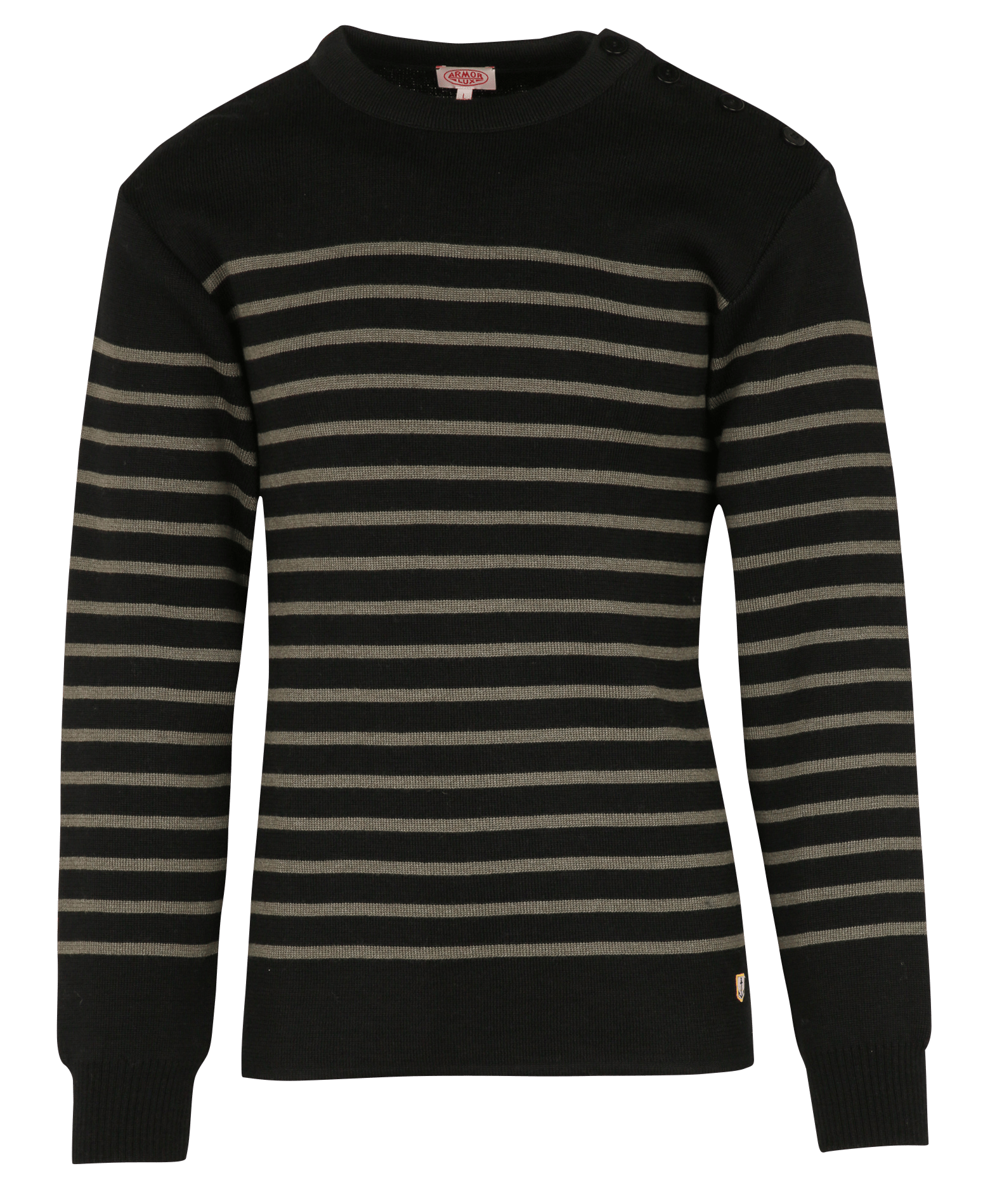 Regular-fit round-neck wool sweater ARMOR LUX Black