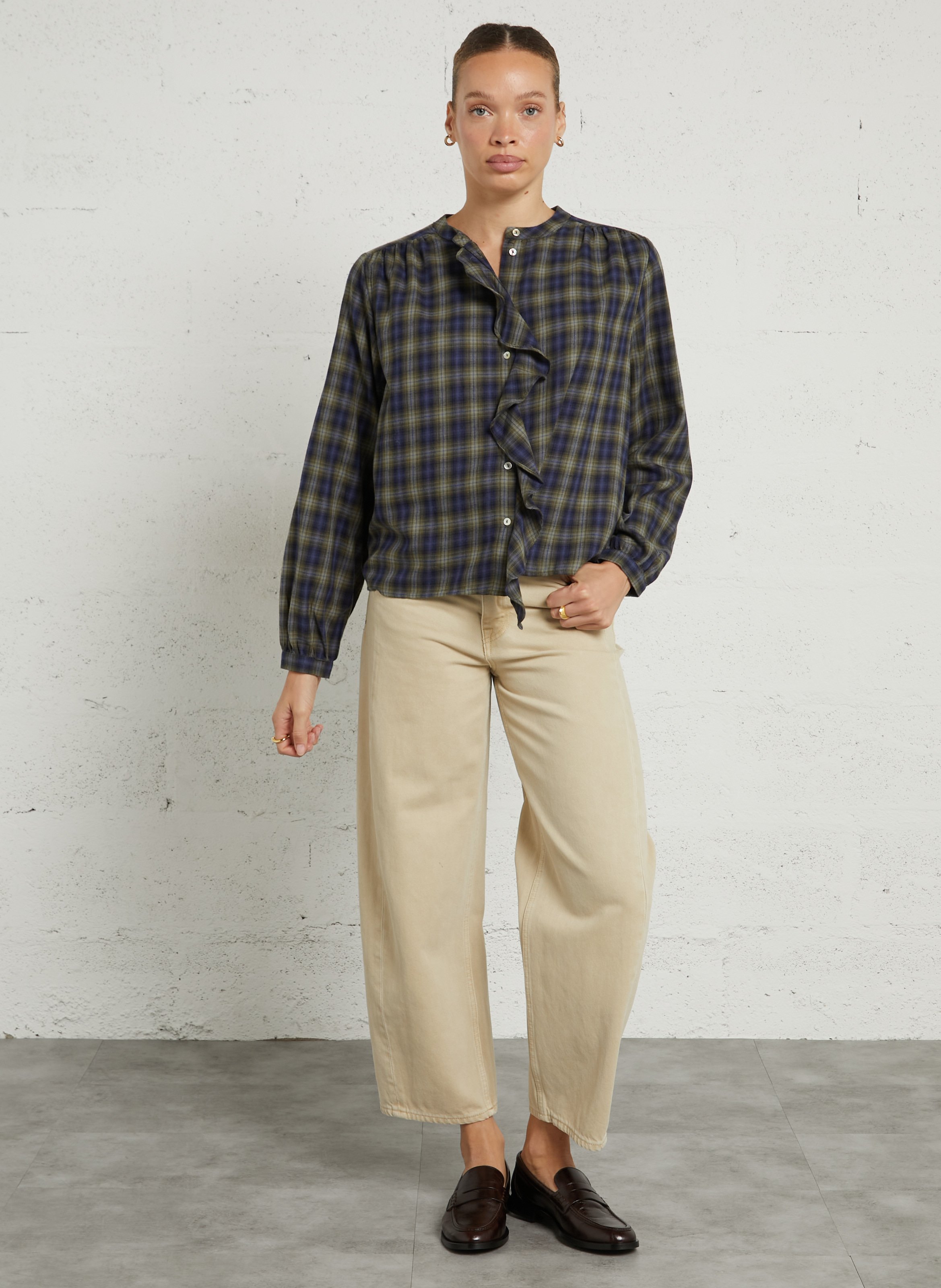 Round neck shirt in cotton JC SOPHIE Blue