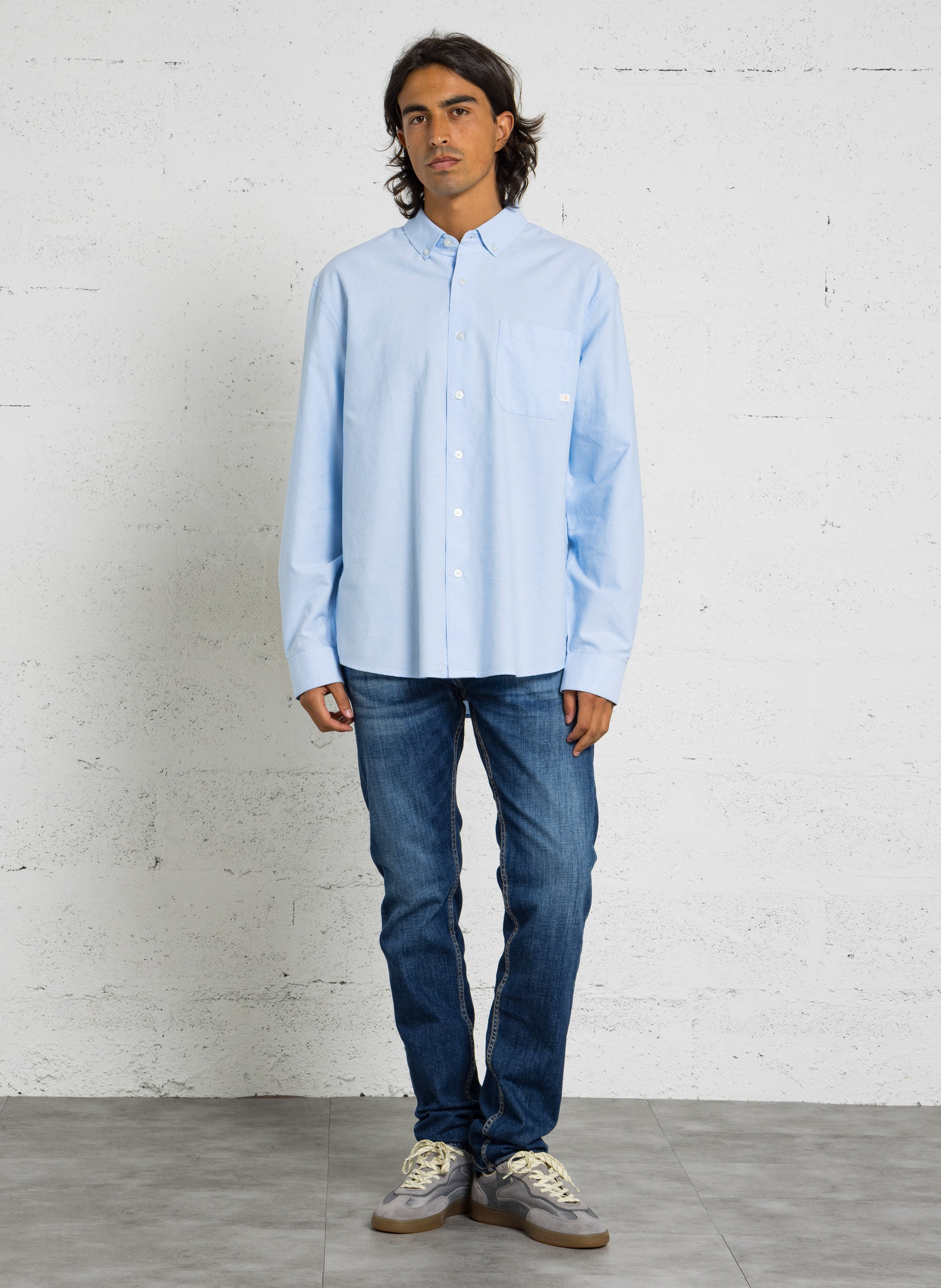 Chemise manches longues en coton biologique FARAH Bleu