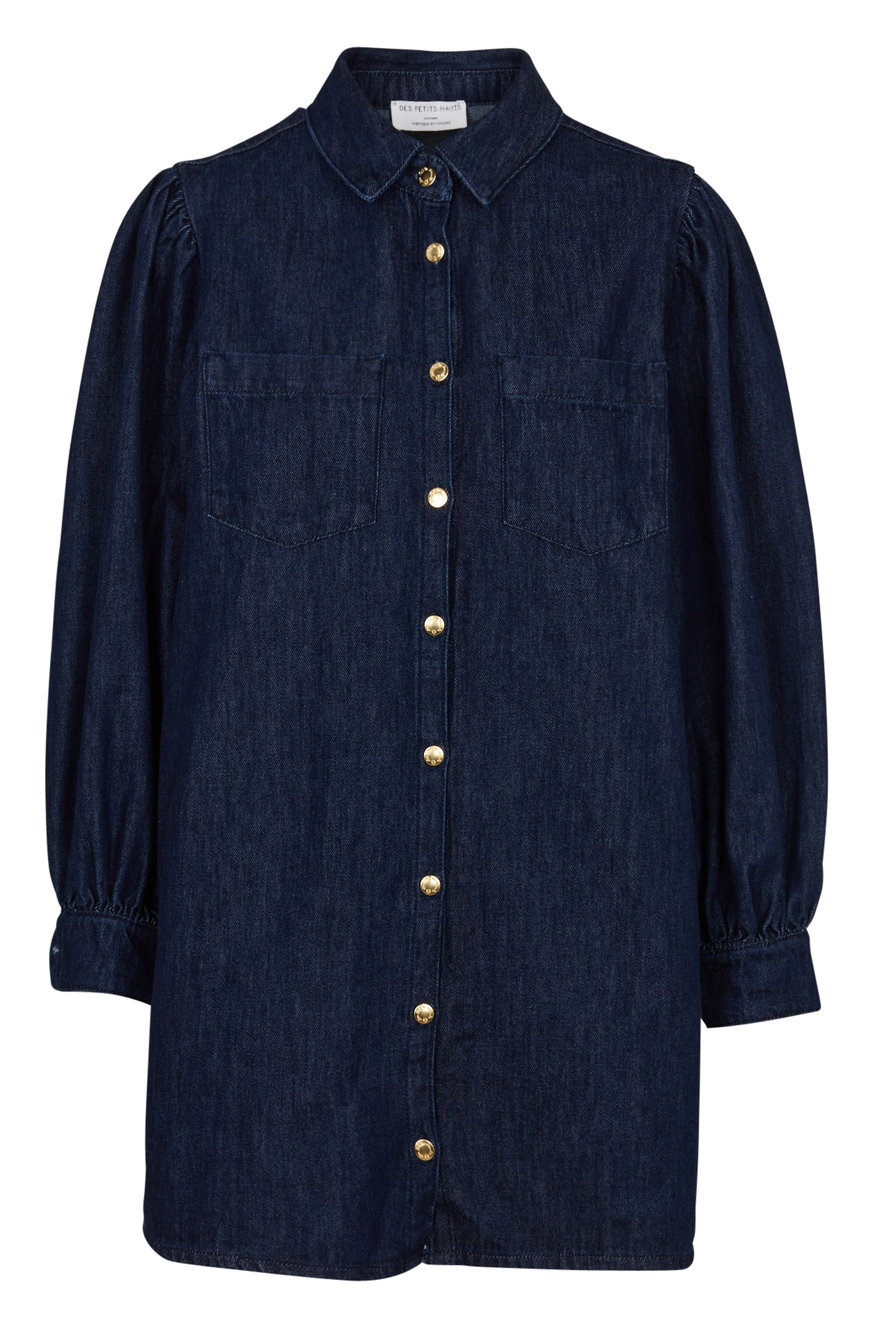 Loose denim cotton dress DES PETITS HAUTS Blue