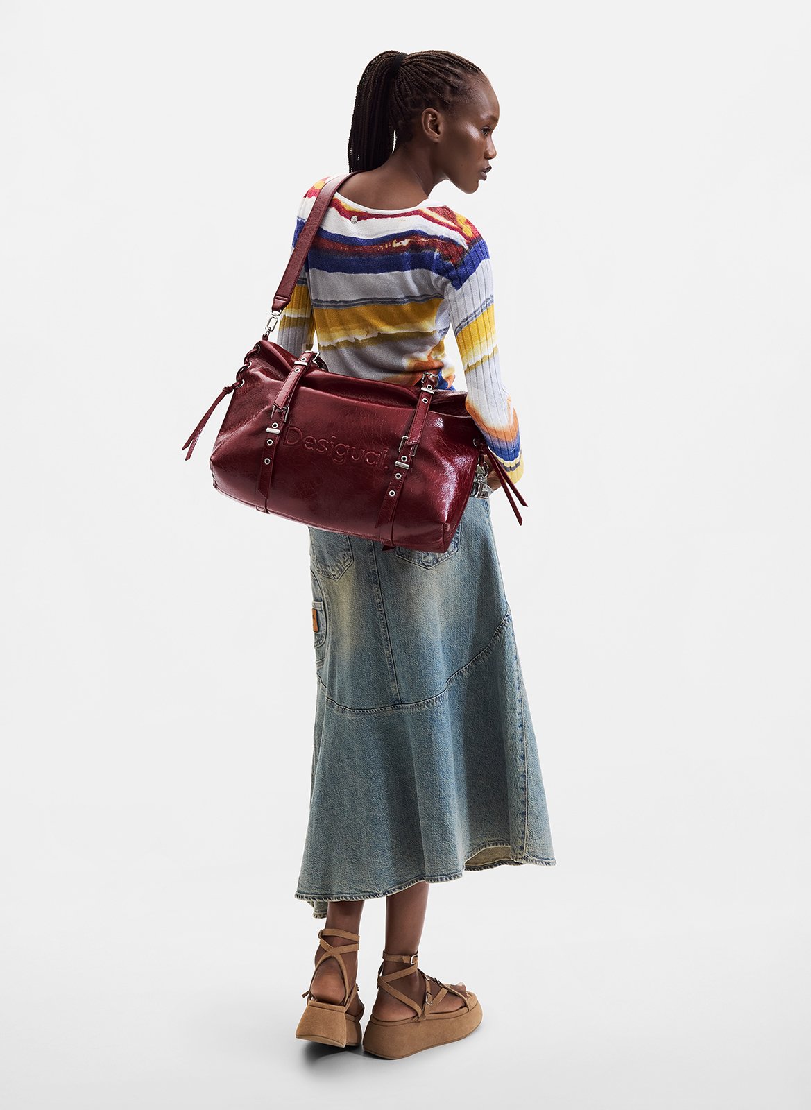 Leather-effect tote bag DESIGUAL Red