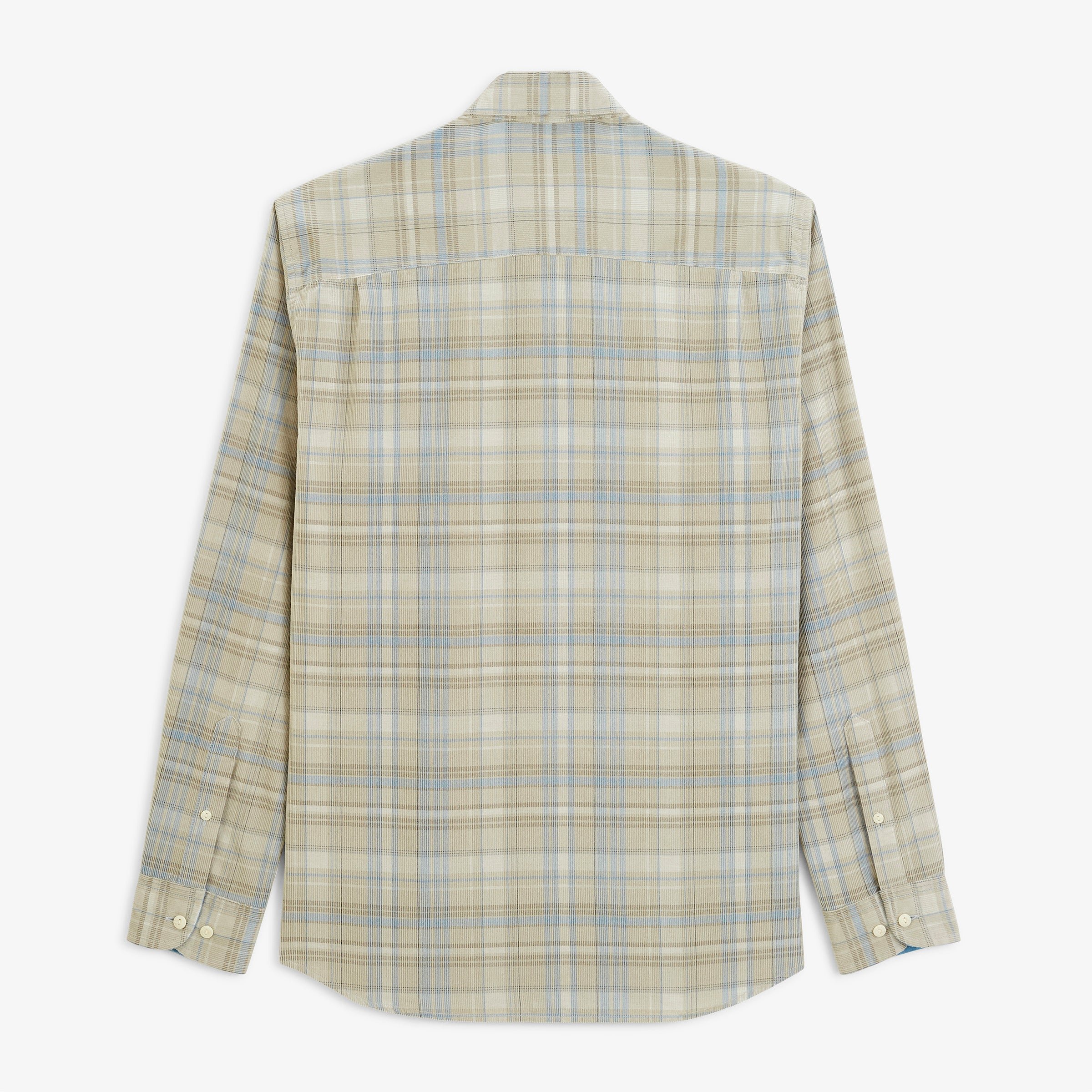 Long-sleeve corduroy shirt in gray checkered feather SERGE BLANCO Grey