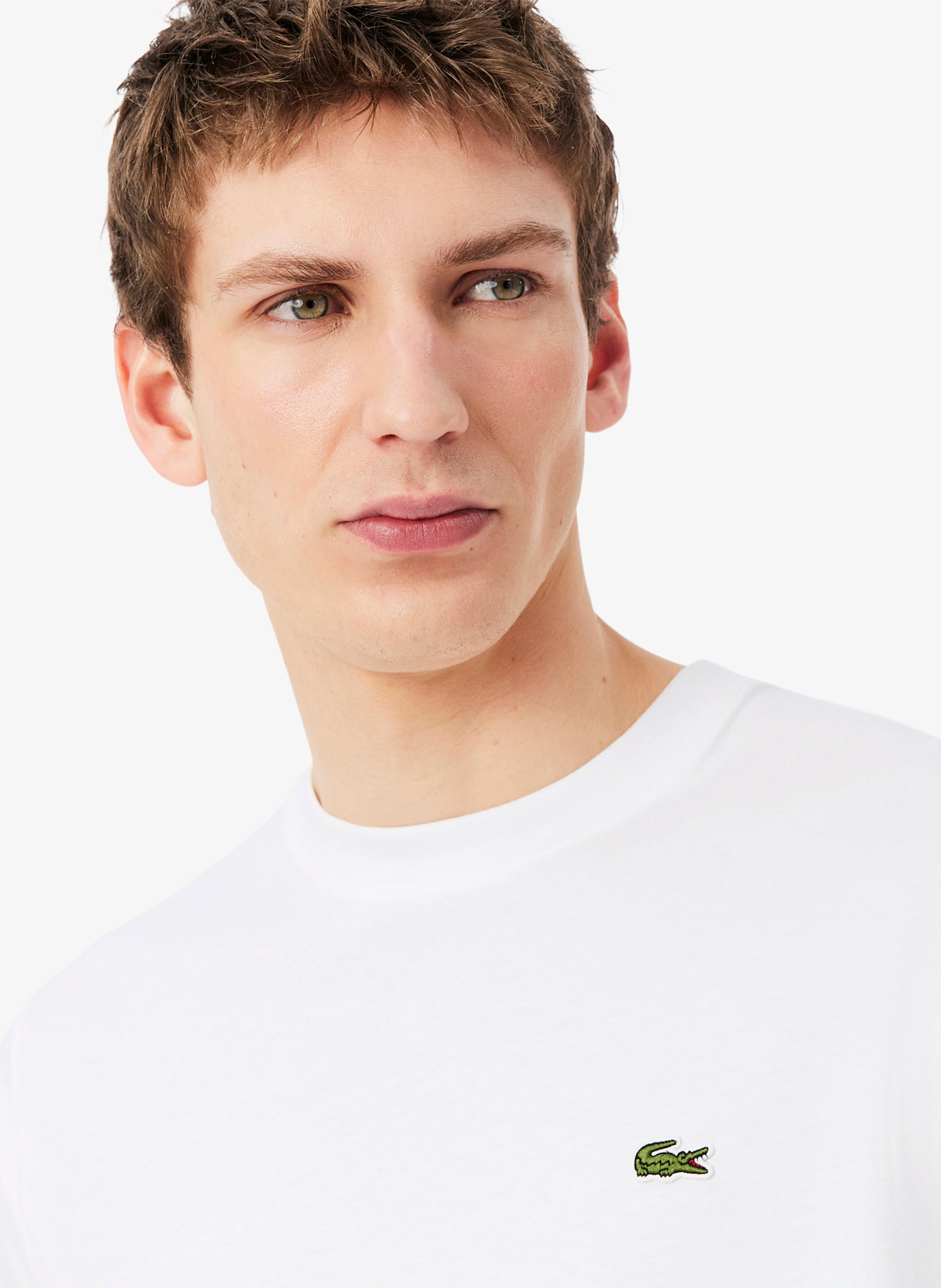 Einfarbiges T-Shirt mit Baumwolllogo LACOSTE Weiss