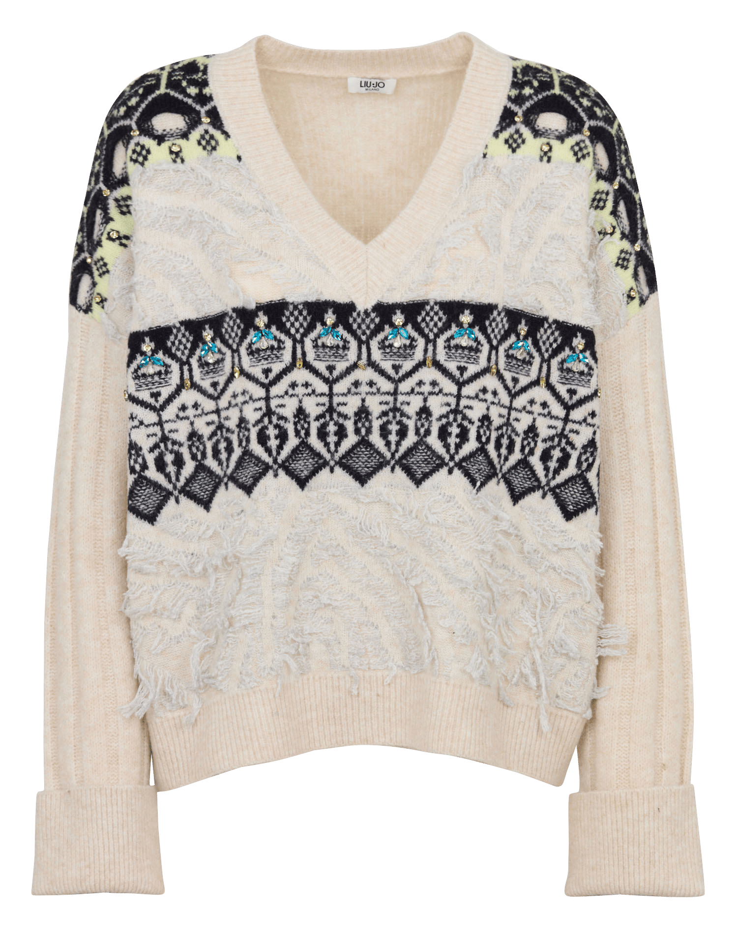 Pull ample col V à détails strass LIU JO Multicolore