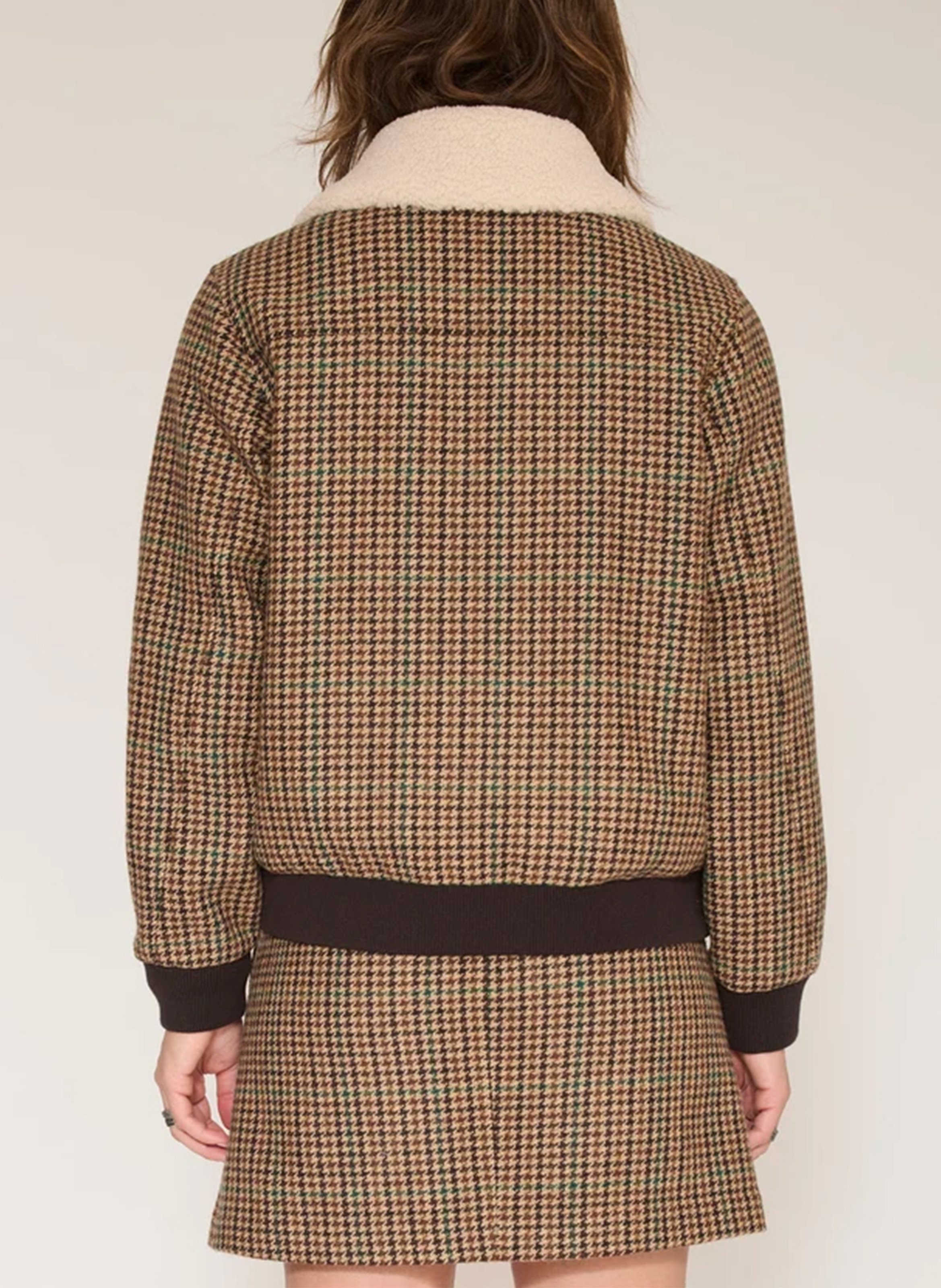 Blouson droit à motif en laine mélangée MKT Marron