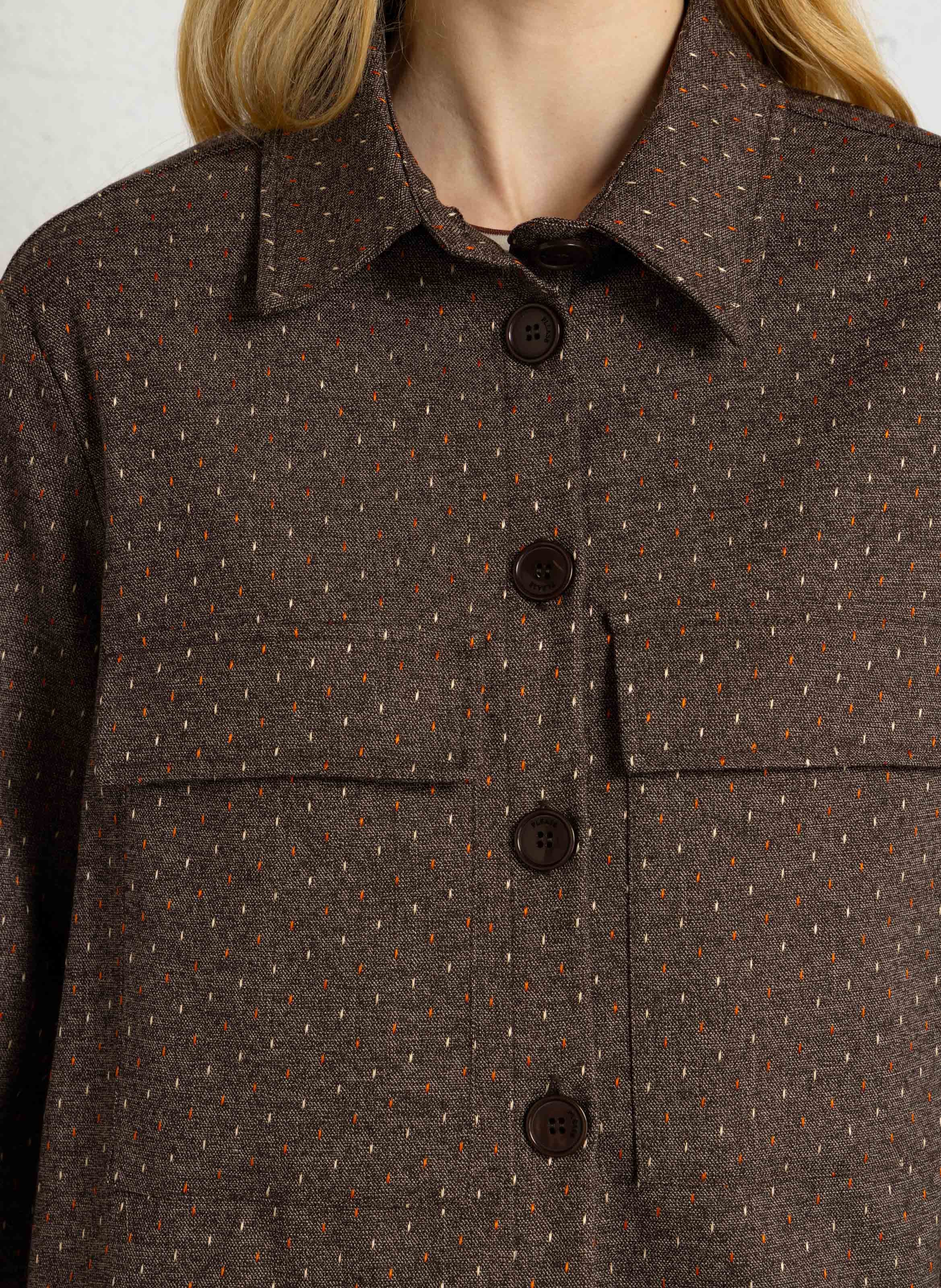 Chemise courte et droite à motif PLEASE Marron