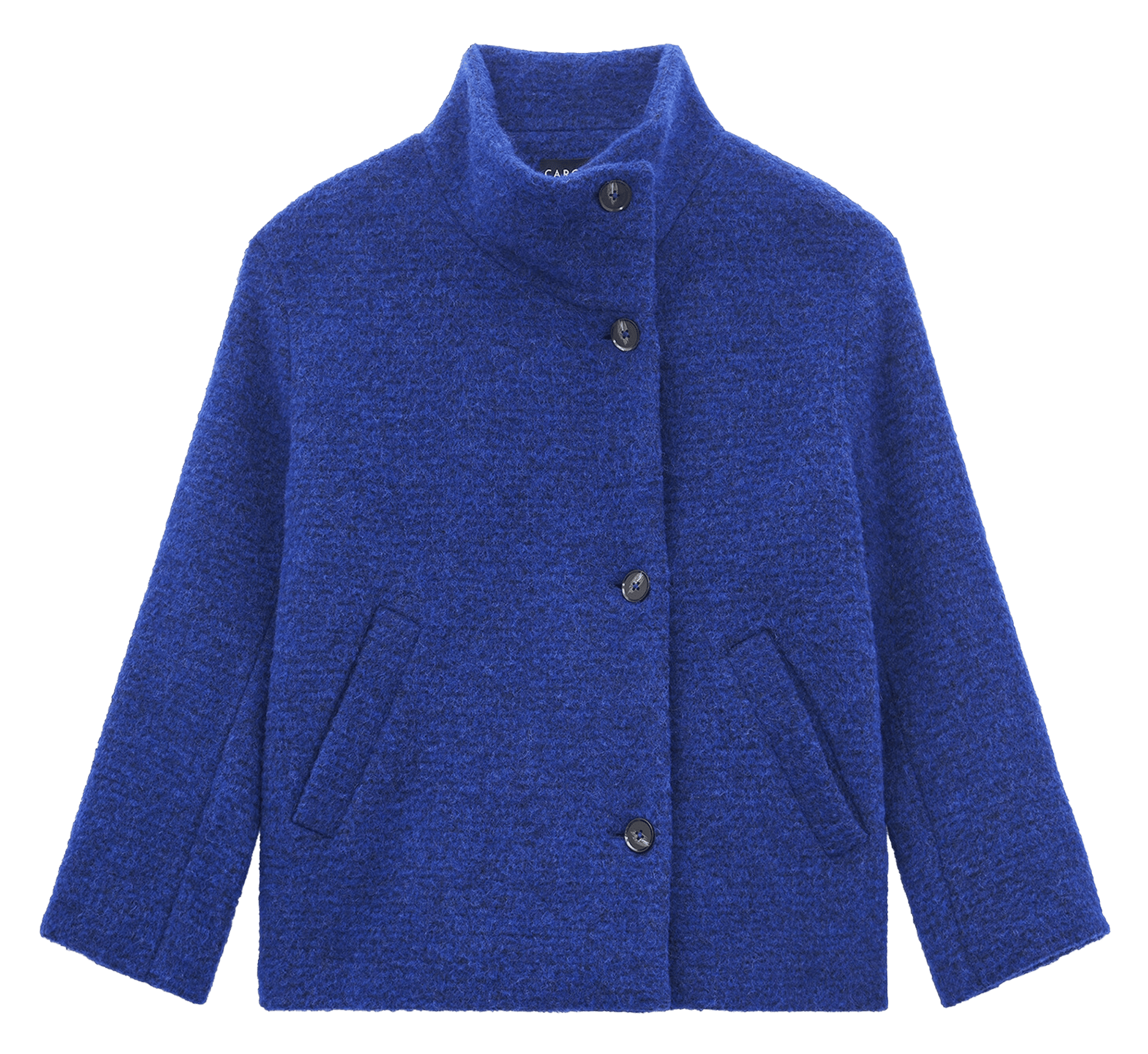 High-neck wool-blend coat CAROLL Blue