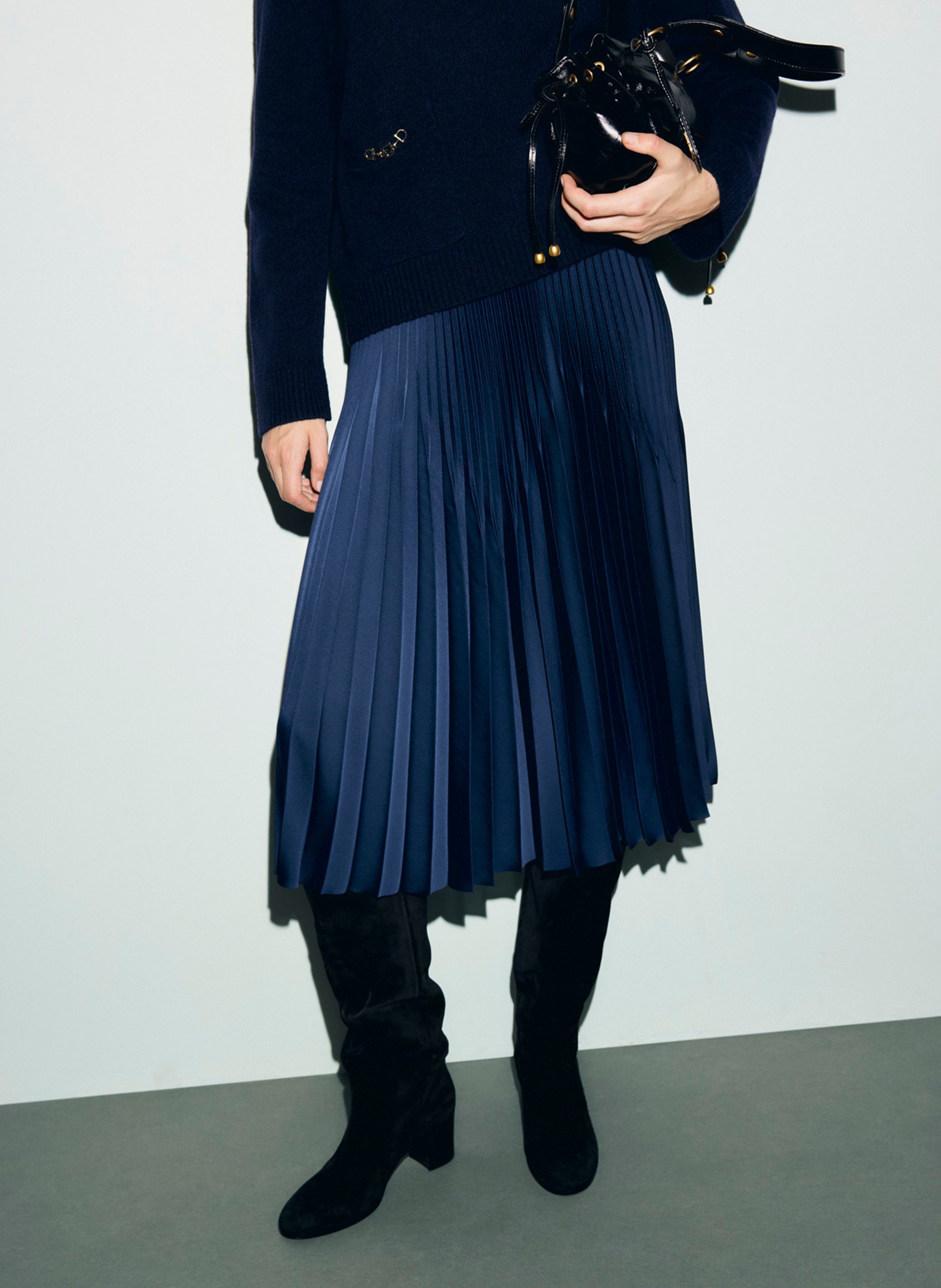 Jupe midi plissée GERARD DAREL Bleu