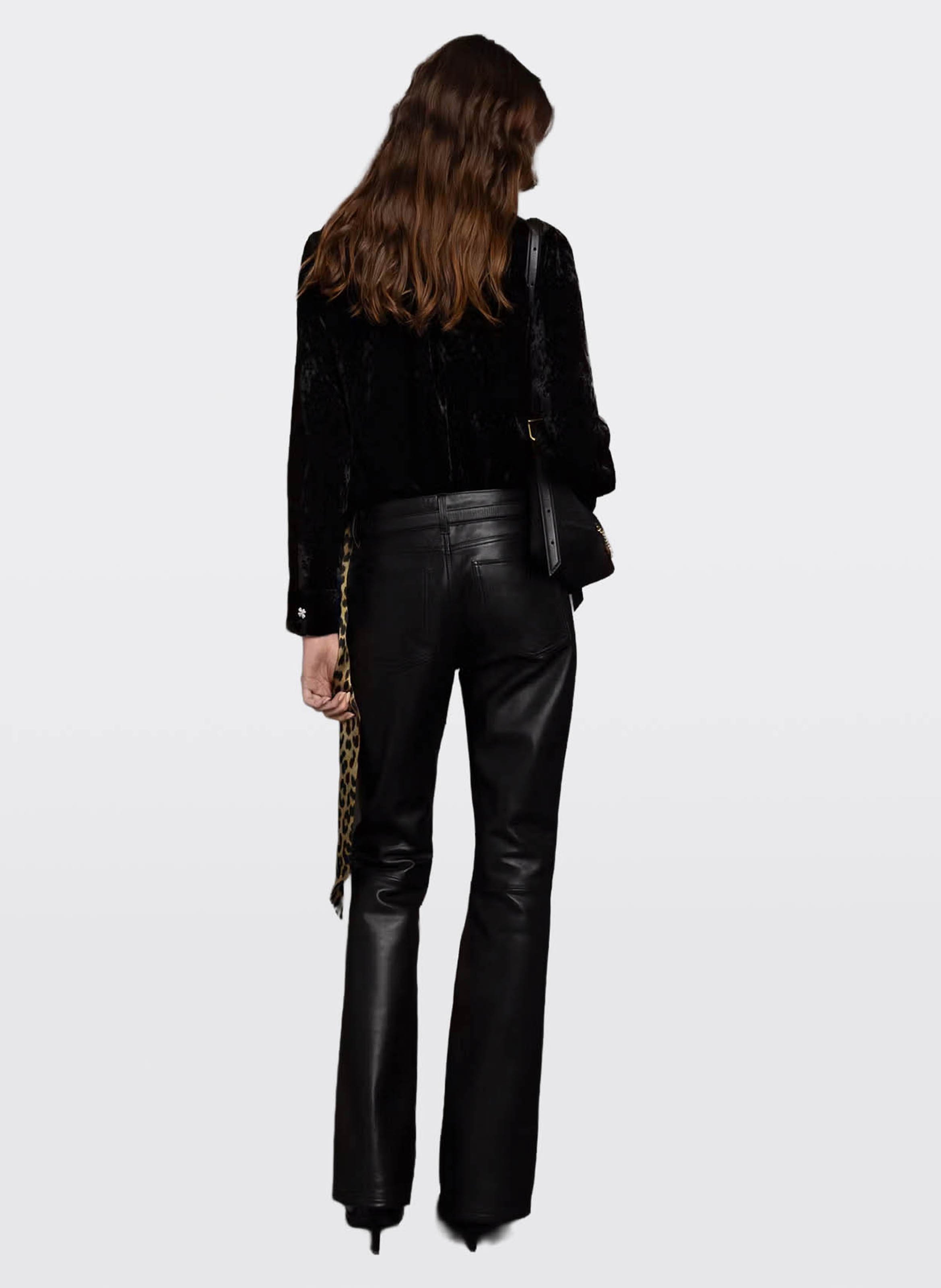 Blouse col tunisien en velours uni ZADIG&VOLTAIRE Noir