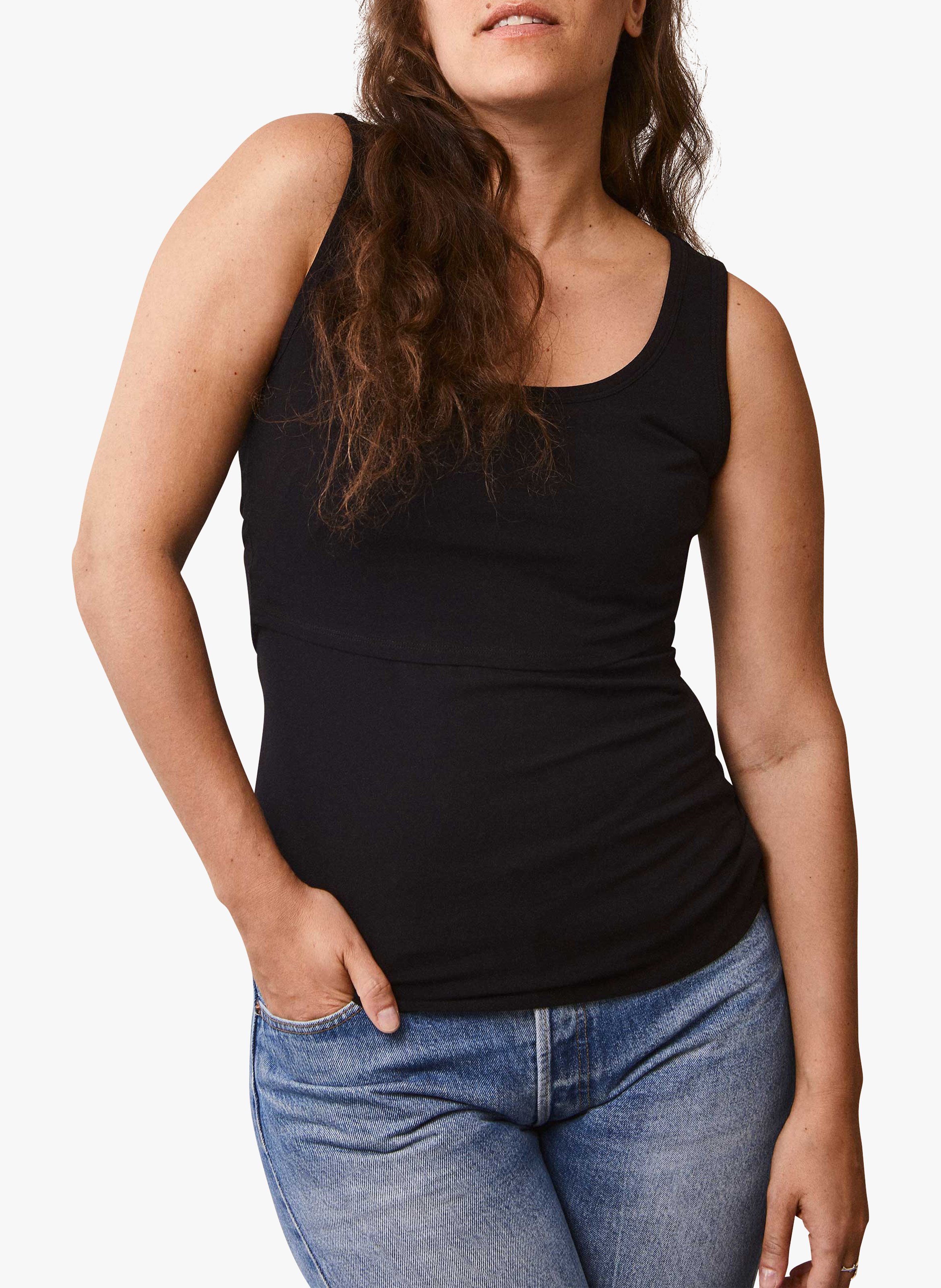 Débardeur de grossesse et d'allaitement en coton biologique Noir