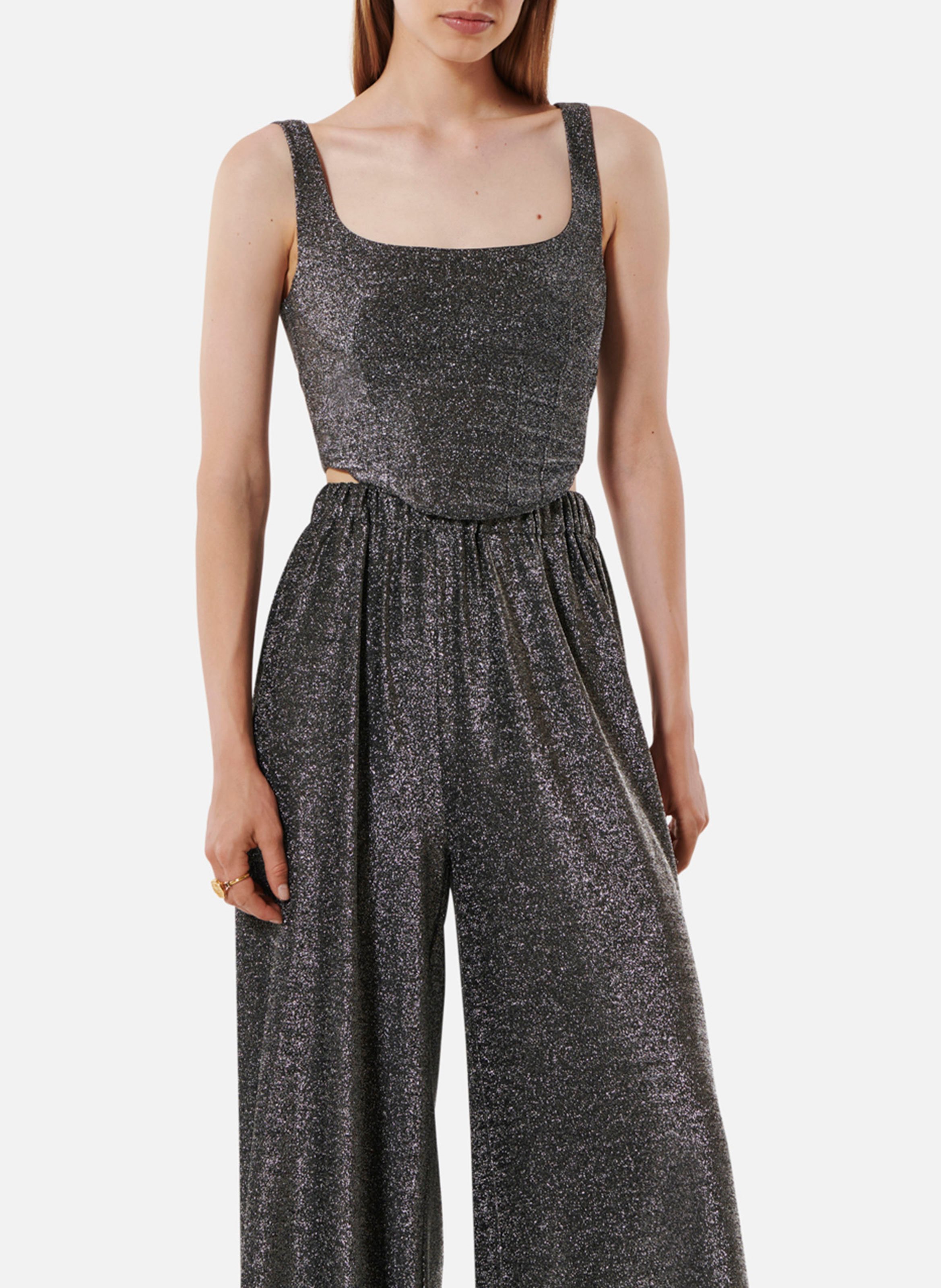 Aansluitende top met vierkante halslijn en pailletten KARMA KOMA Zilver