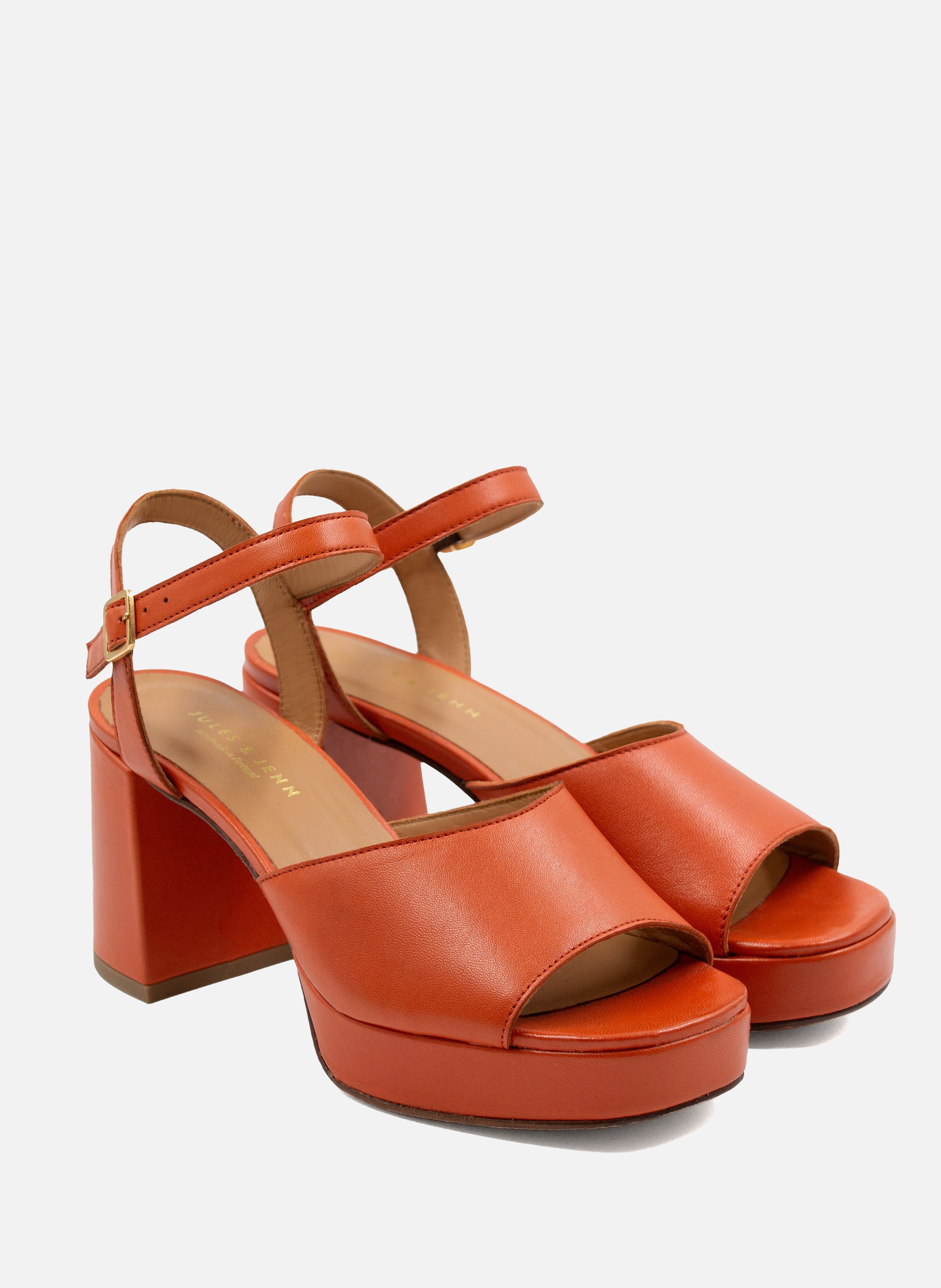 Smooth leather platform sandals JULES & JENN Orange