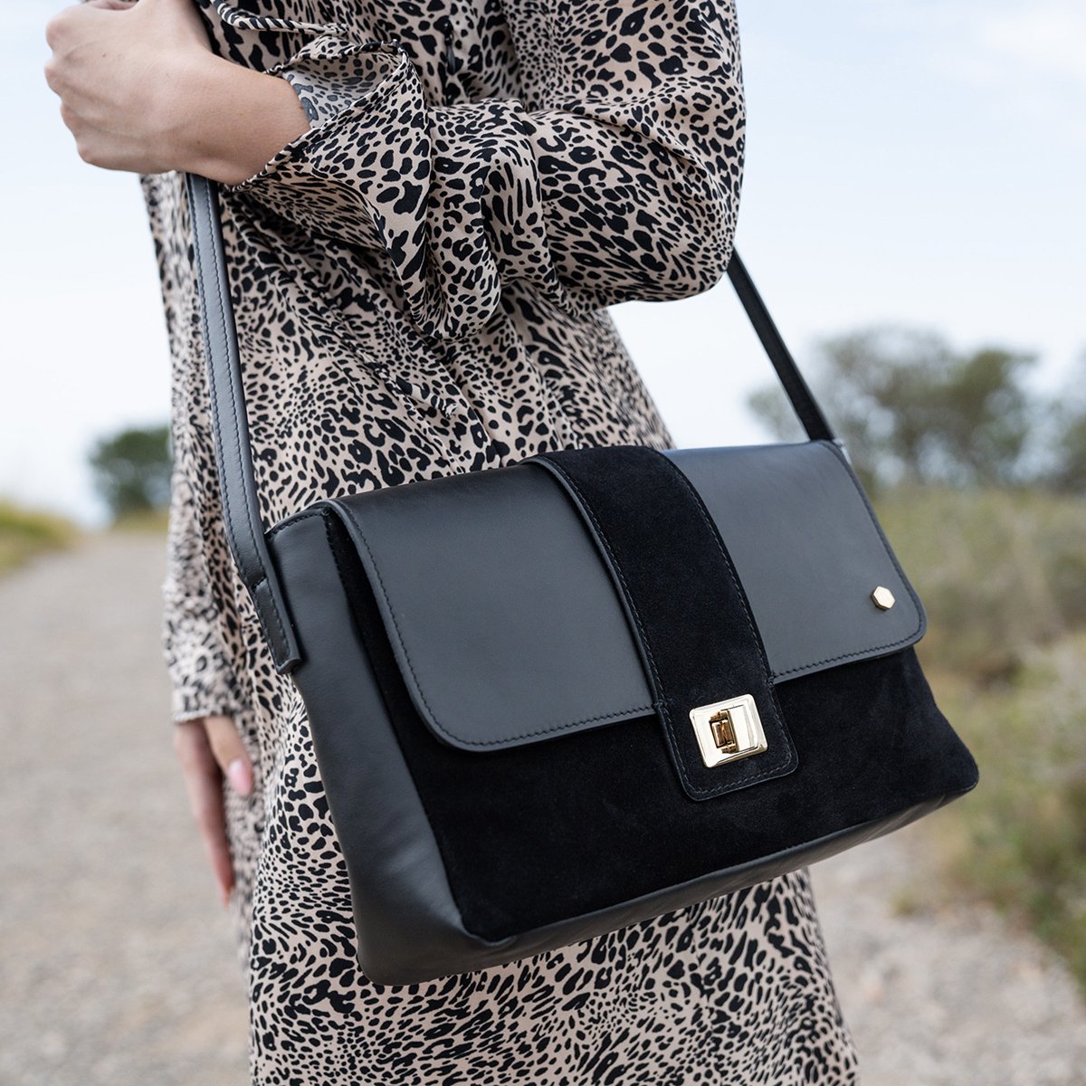 Sac bandoulière cuir JULES & JENN Noir