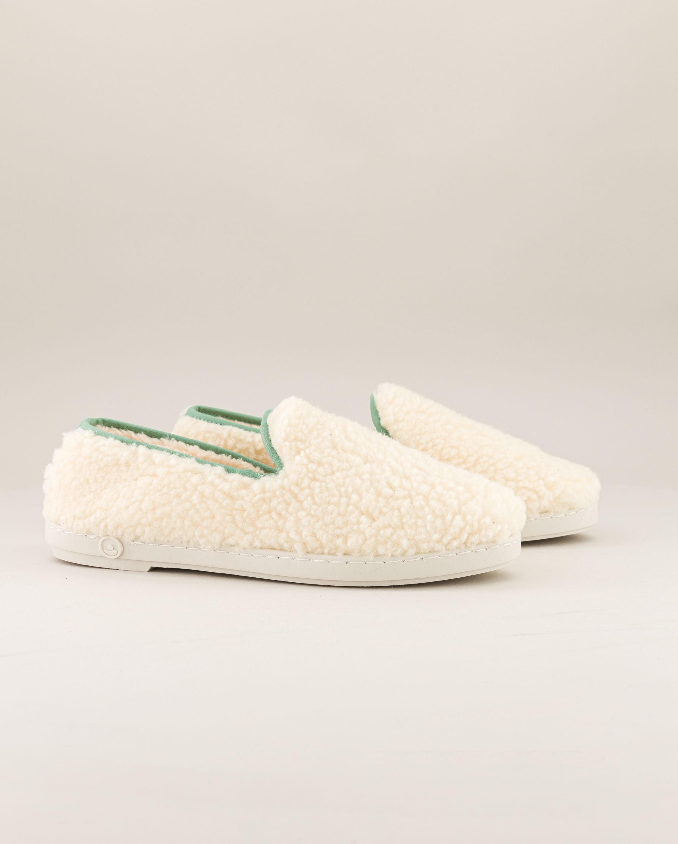 Women's wool bouclé slipper, white sage ANGARDE White