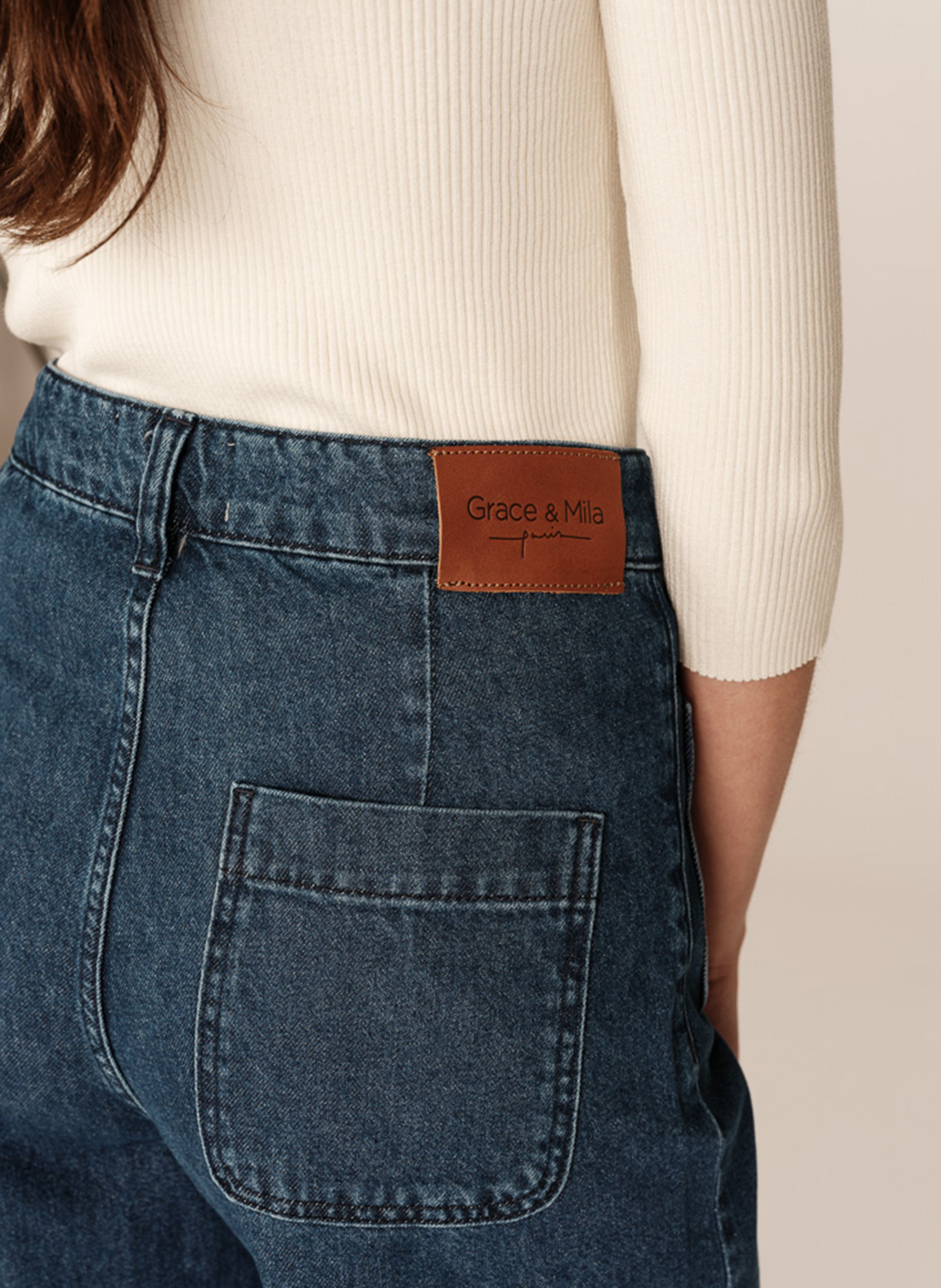 Wide leg cotton jeans GRACE ET MILA Blue