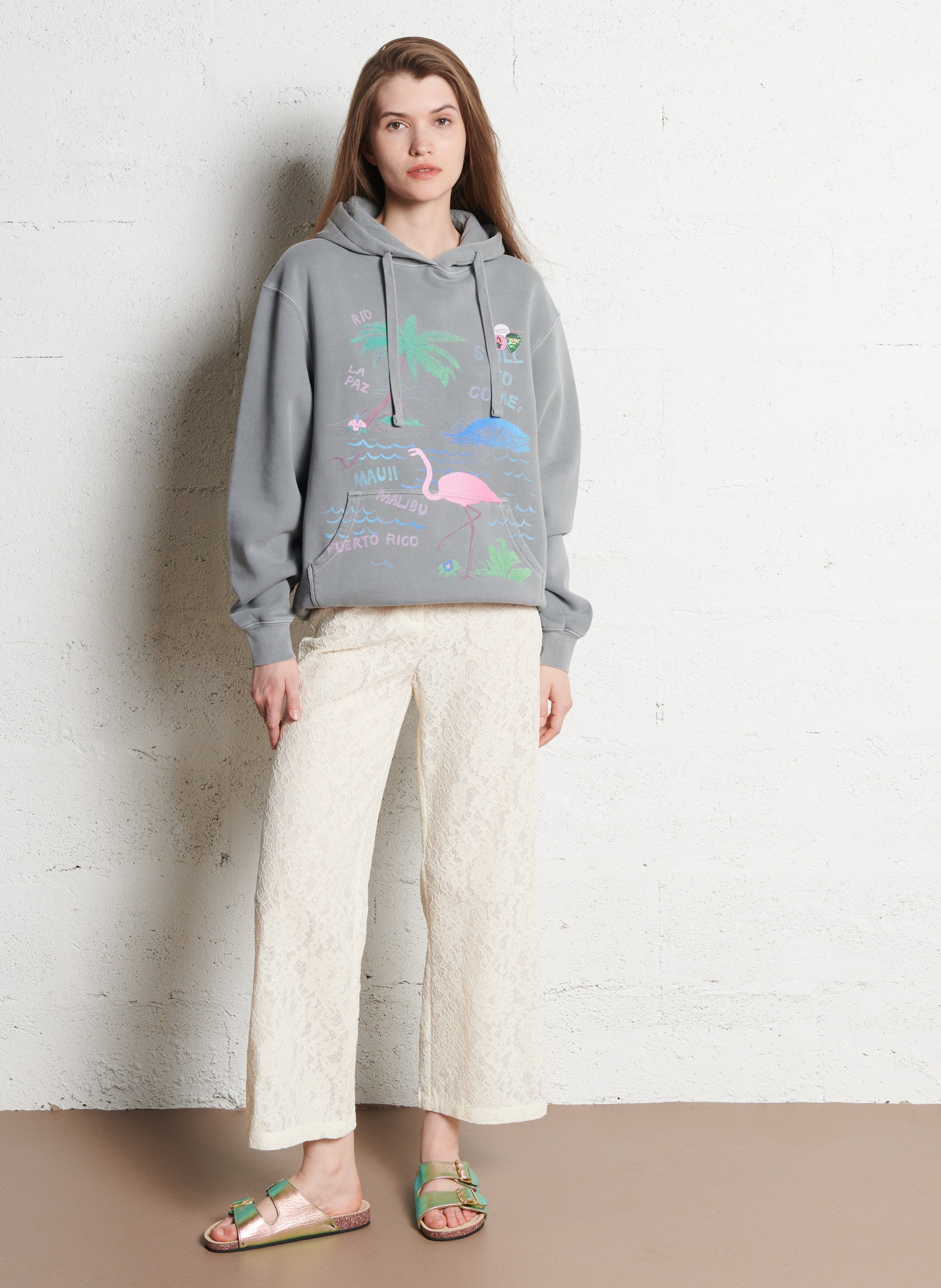 Cotton-blend hooded sweatshirt NEWTONE Grey