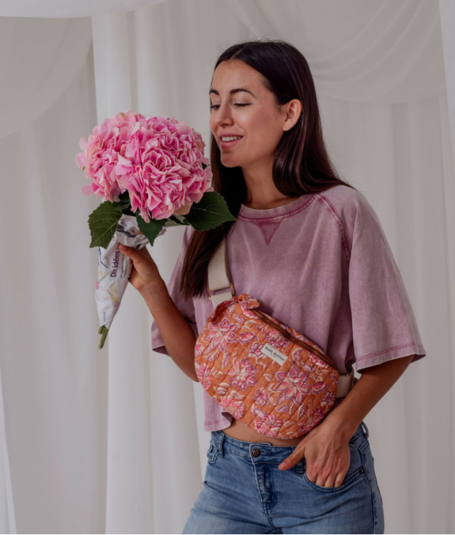 Printed canvas waist bag BINDI ATELIER Orange