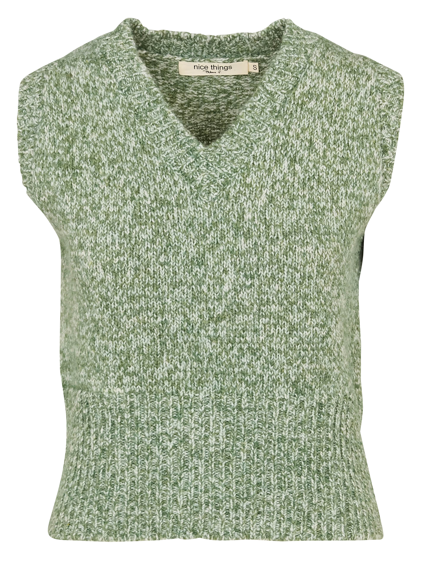 Pull sans manches droit en maille tricotée NICE THINGS Vert