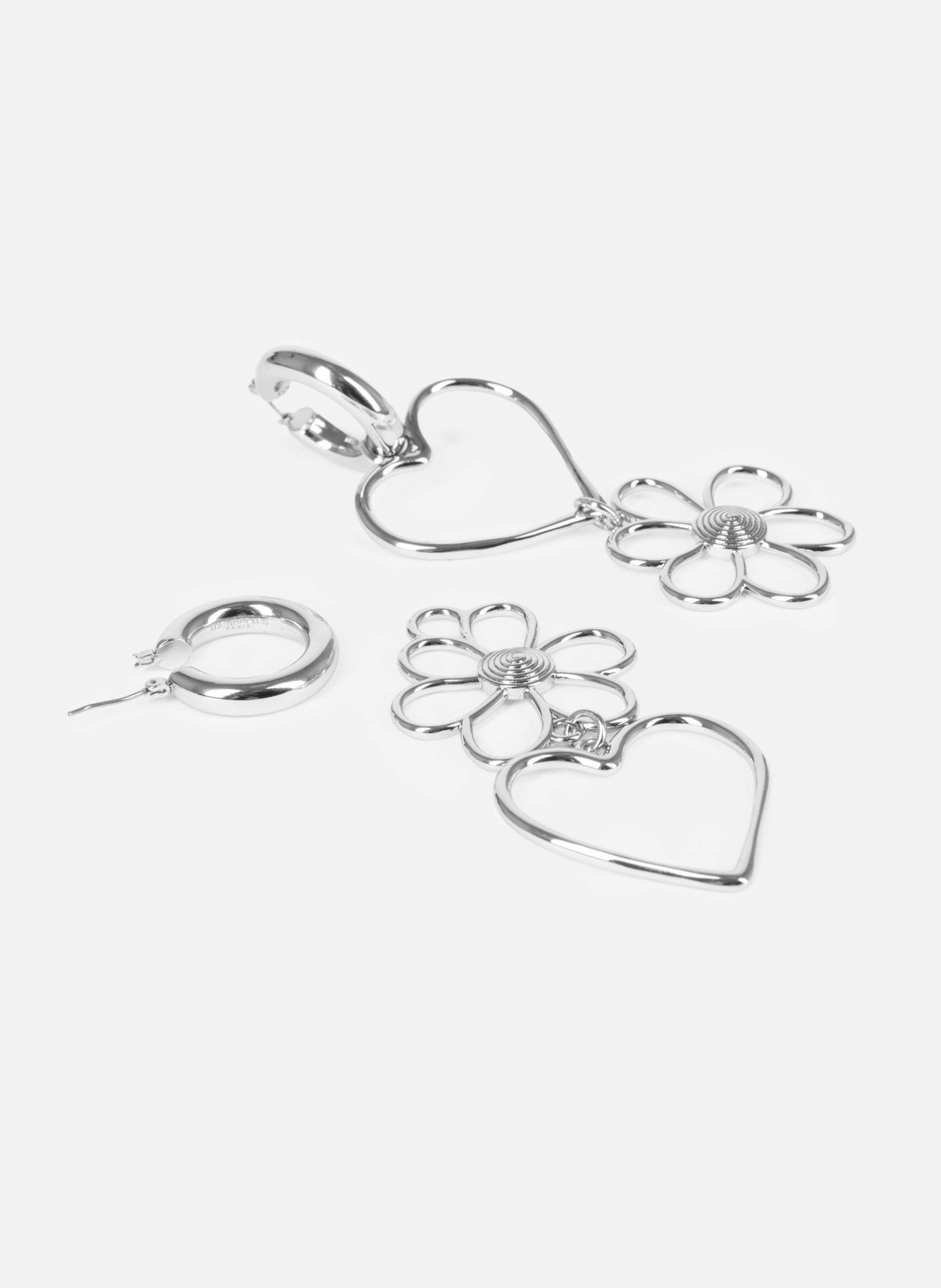 Heart and flower earrings THE KOOPLES Grey