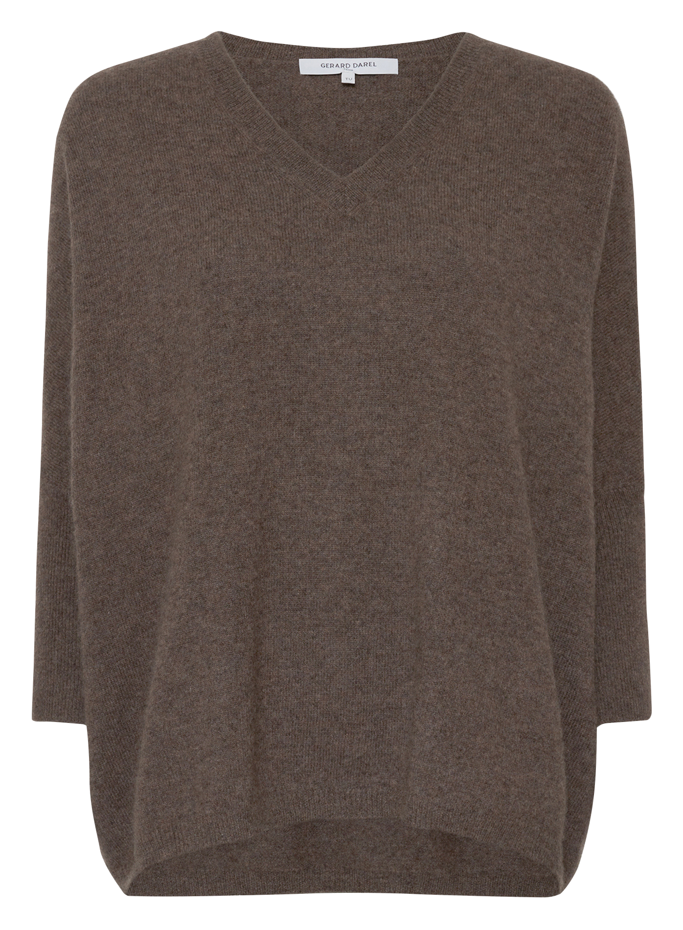 Pull oversize col v en cachemire GERARD DAREL Marron