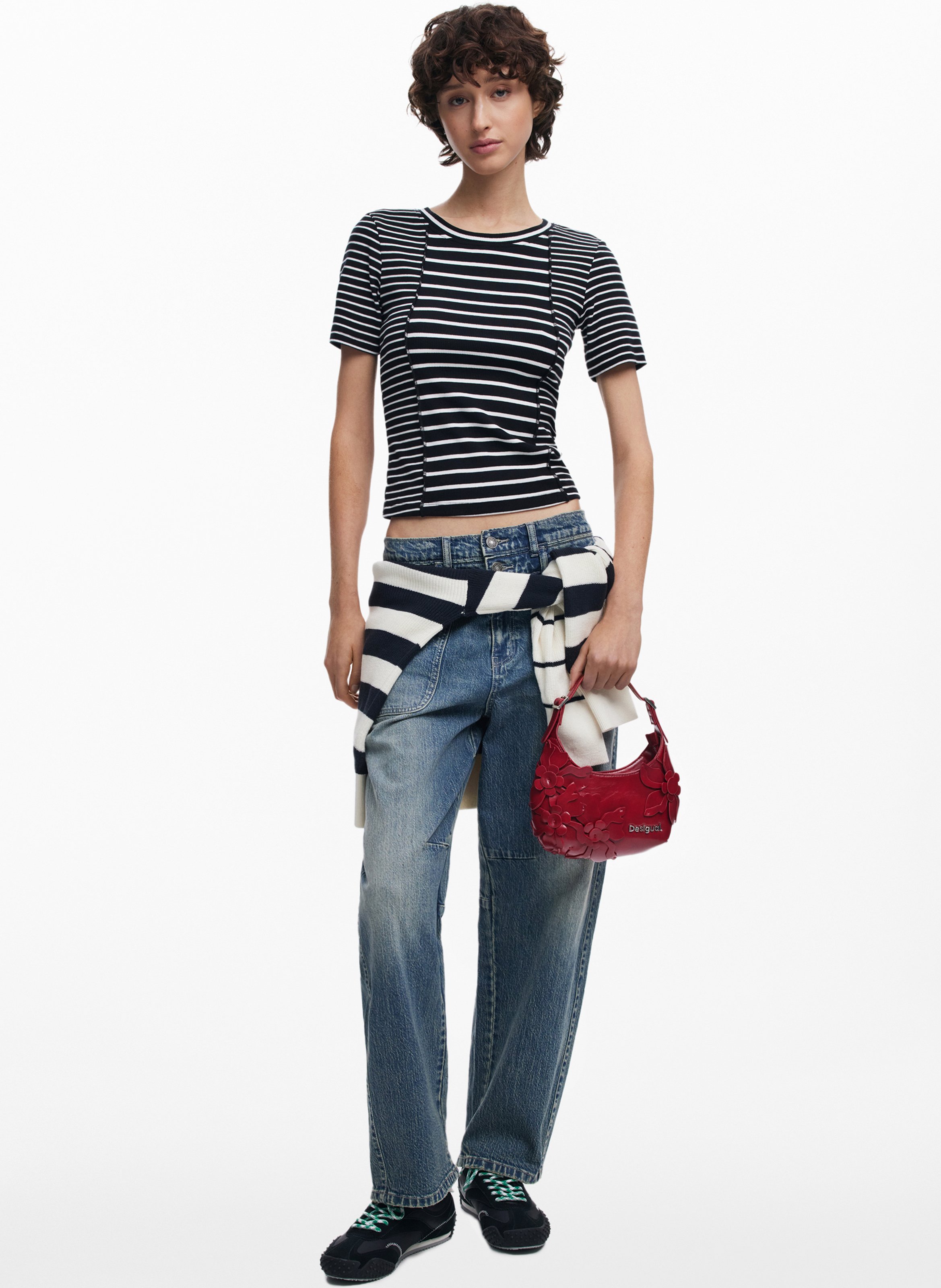 Sac épaule effet cuir à fleurs DESIGUAL Rouge