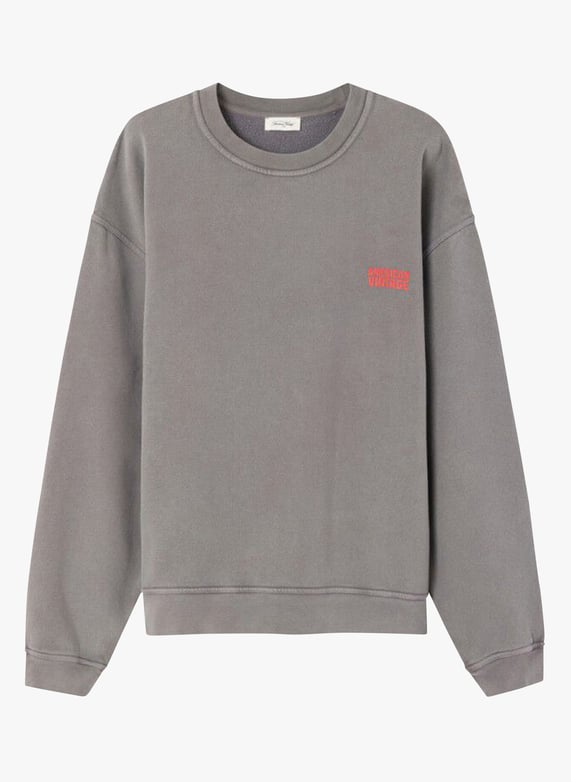 American Vintage Vintage Grey Sweatshirt Mens Straight-cut Cotton