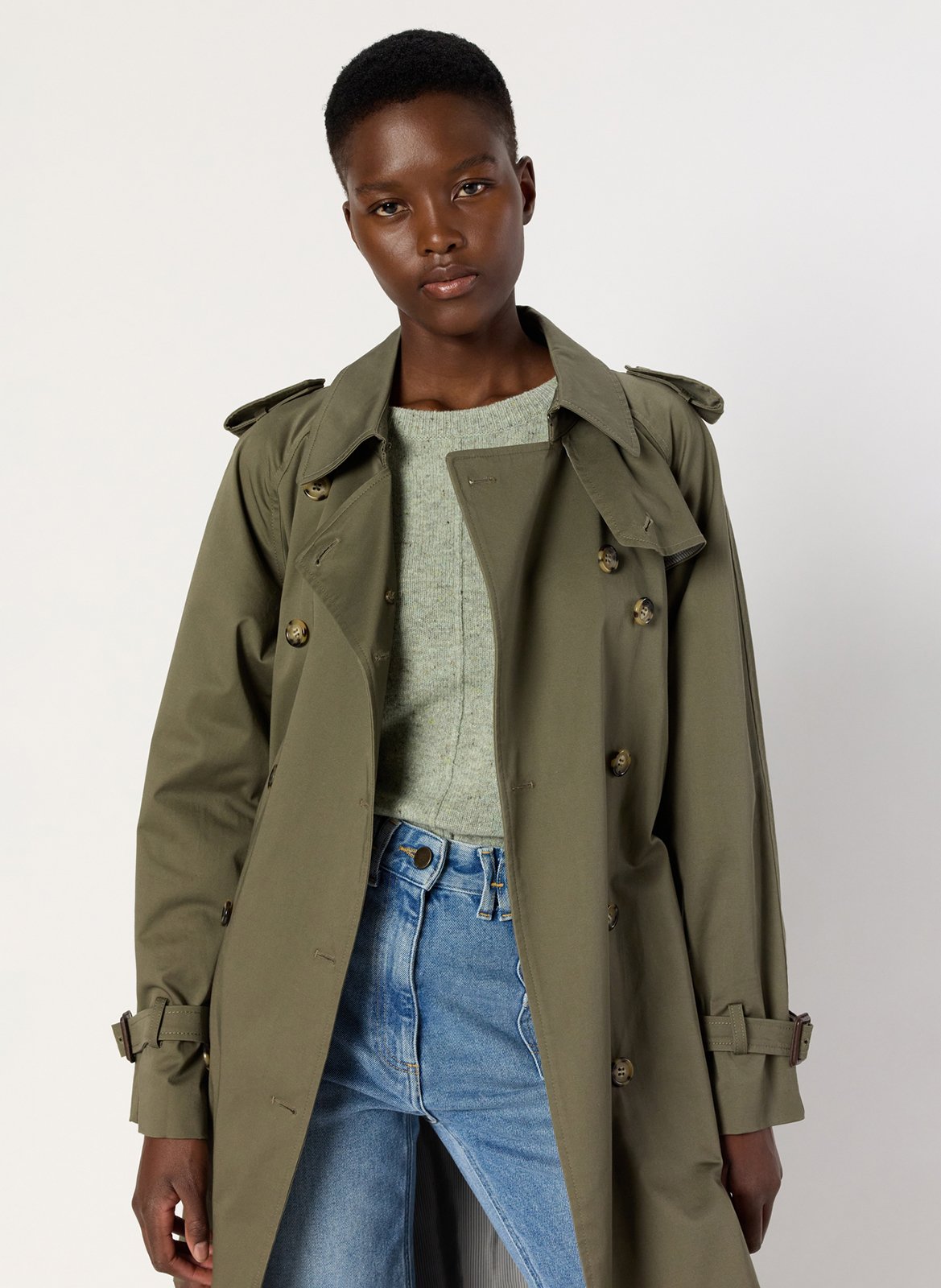 Trench col à revers droit en coton mélangé GERARD DAREL