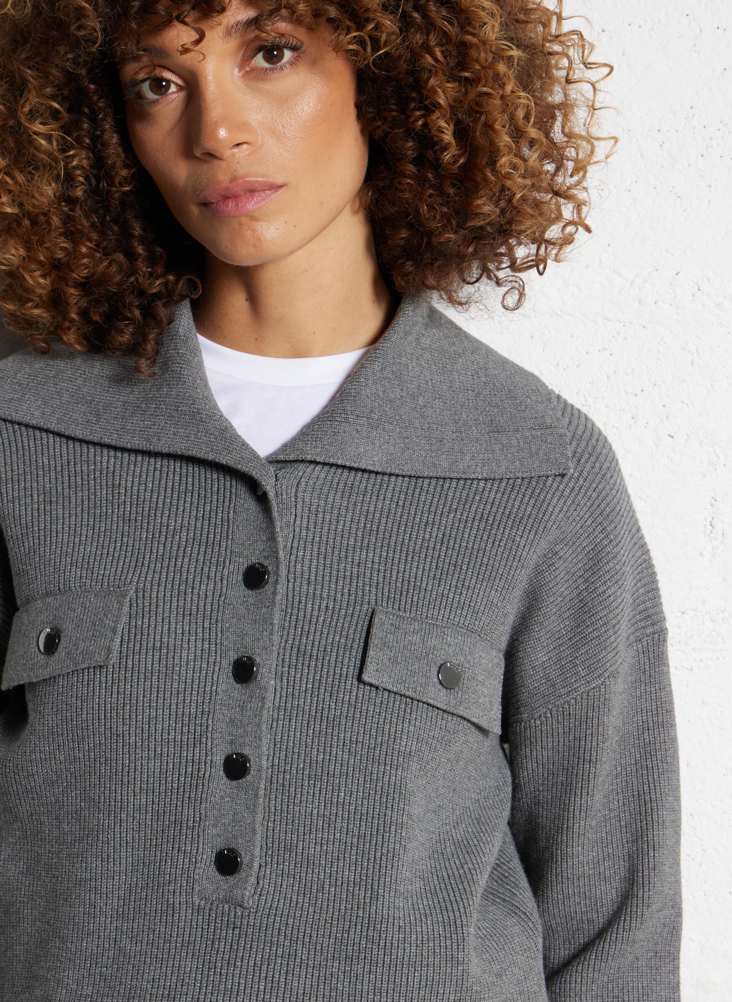 Pull maxi col  LIU JO Gris