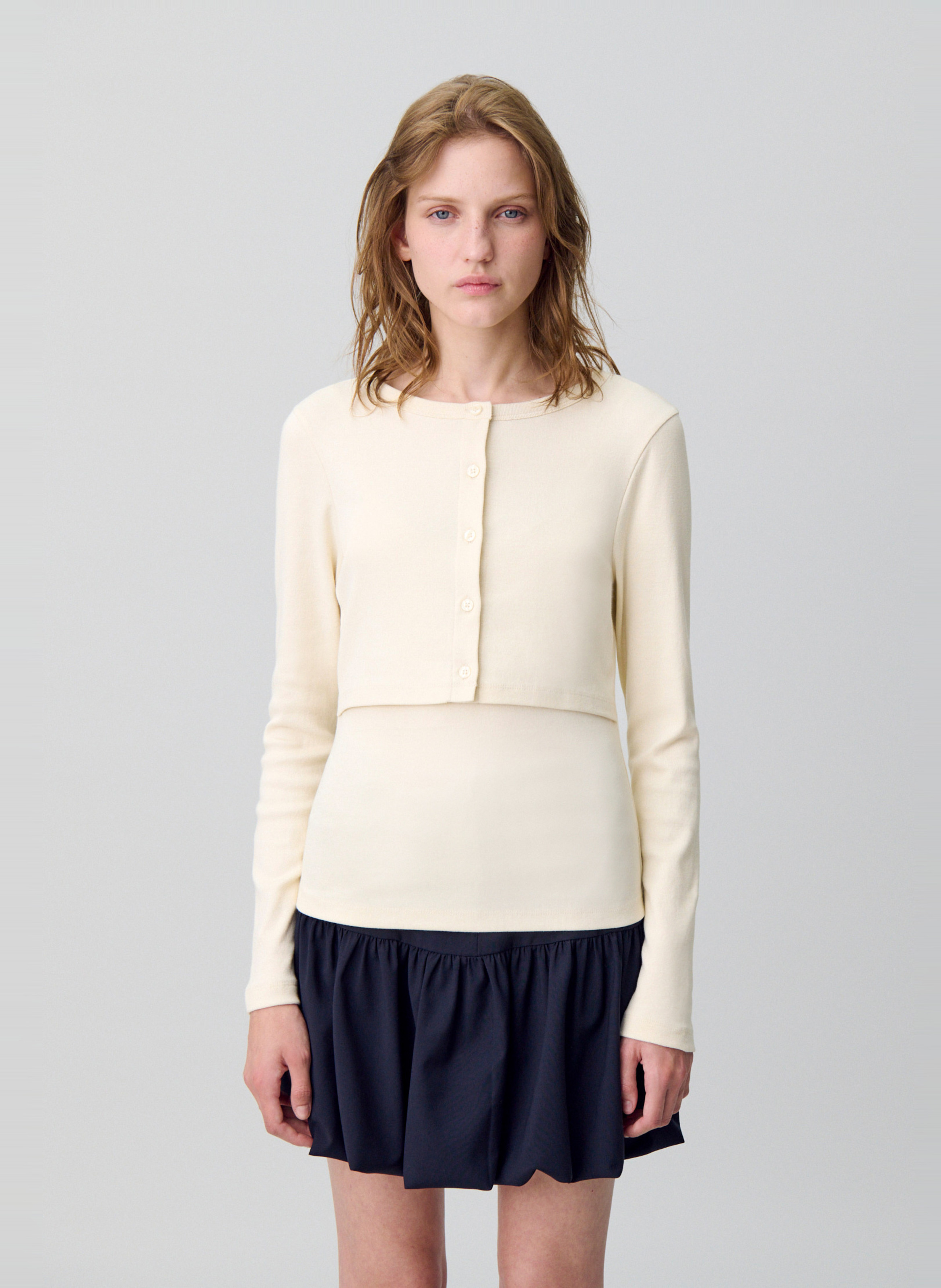 Set tee-shirt et cardigan en coton CLAUDIE PIERLOT Beige