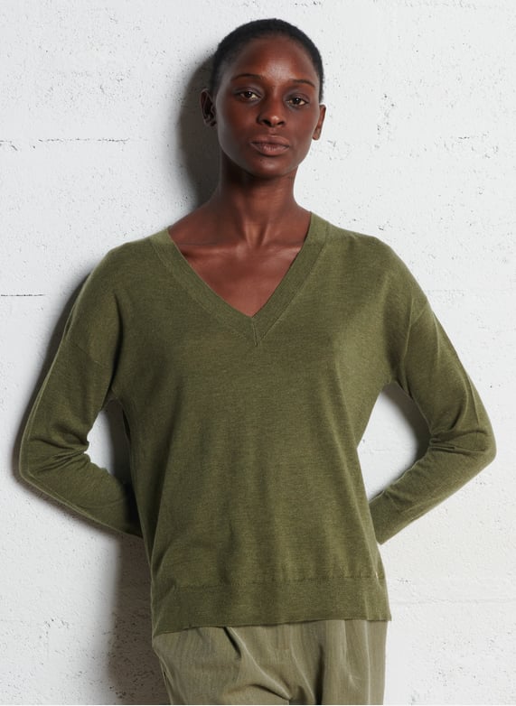 Pull maille fine ample Melya Vert La petite etoile Femme Place
