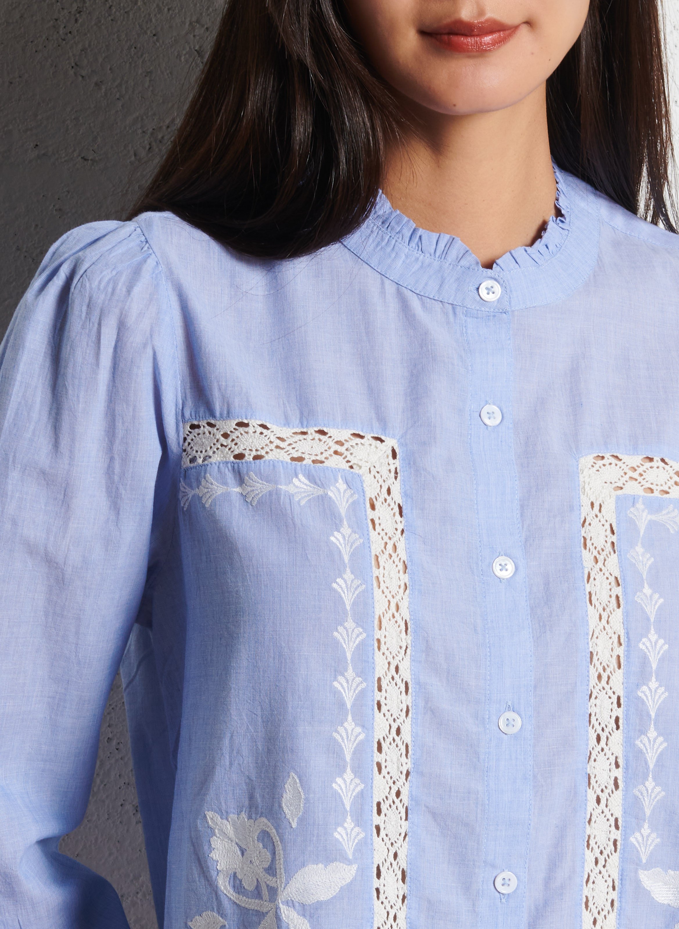 Blouse col officier en coton LA PETITE ETOILE Bleu