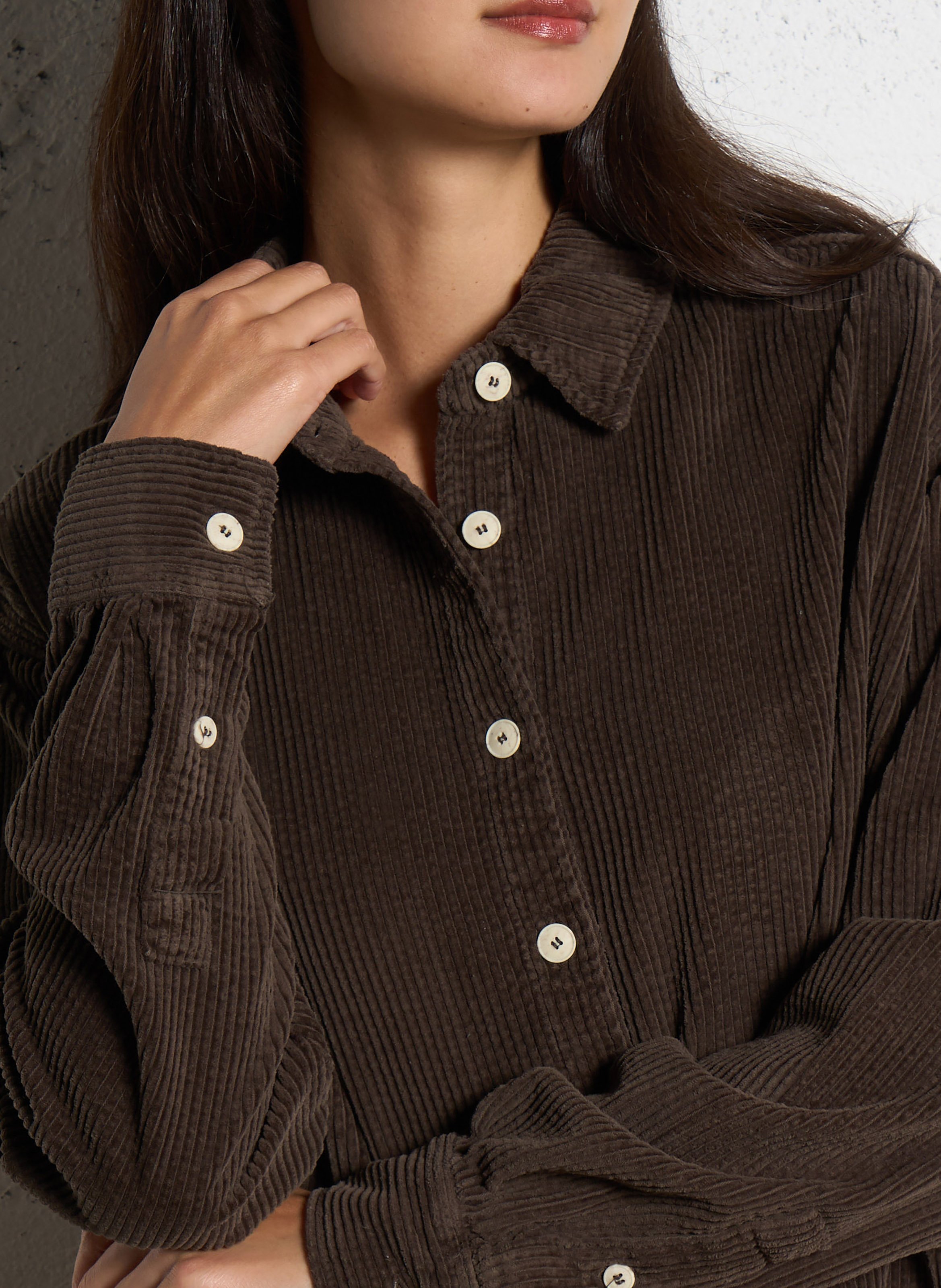 Blouse van corduroy met klassieke kraag AMERICAN VINTAGE Bruin