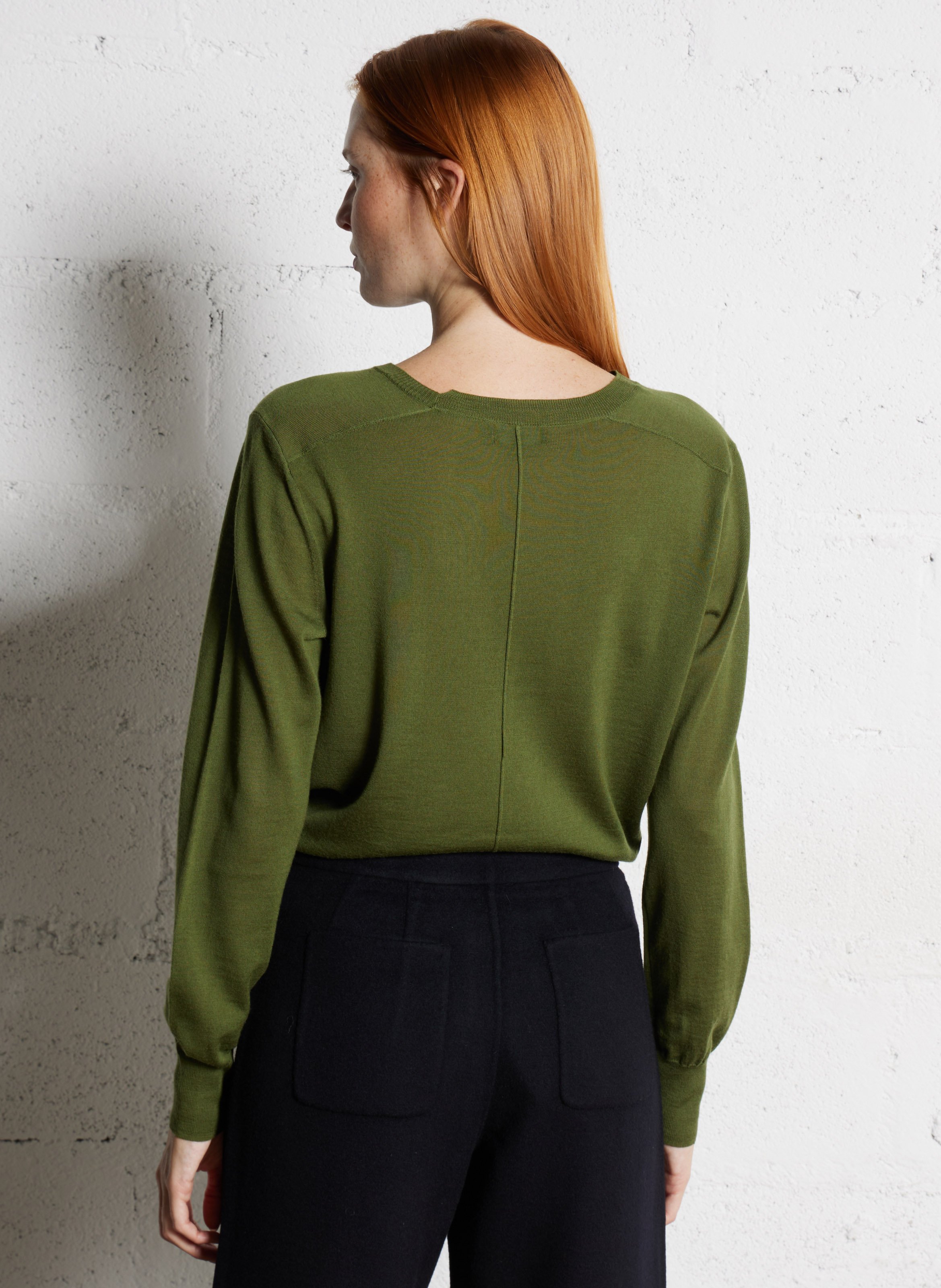 Pantalon droit en laine mélangée SOEUR Bleu