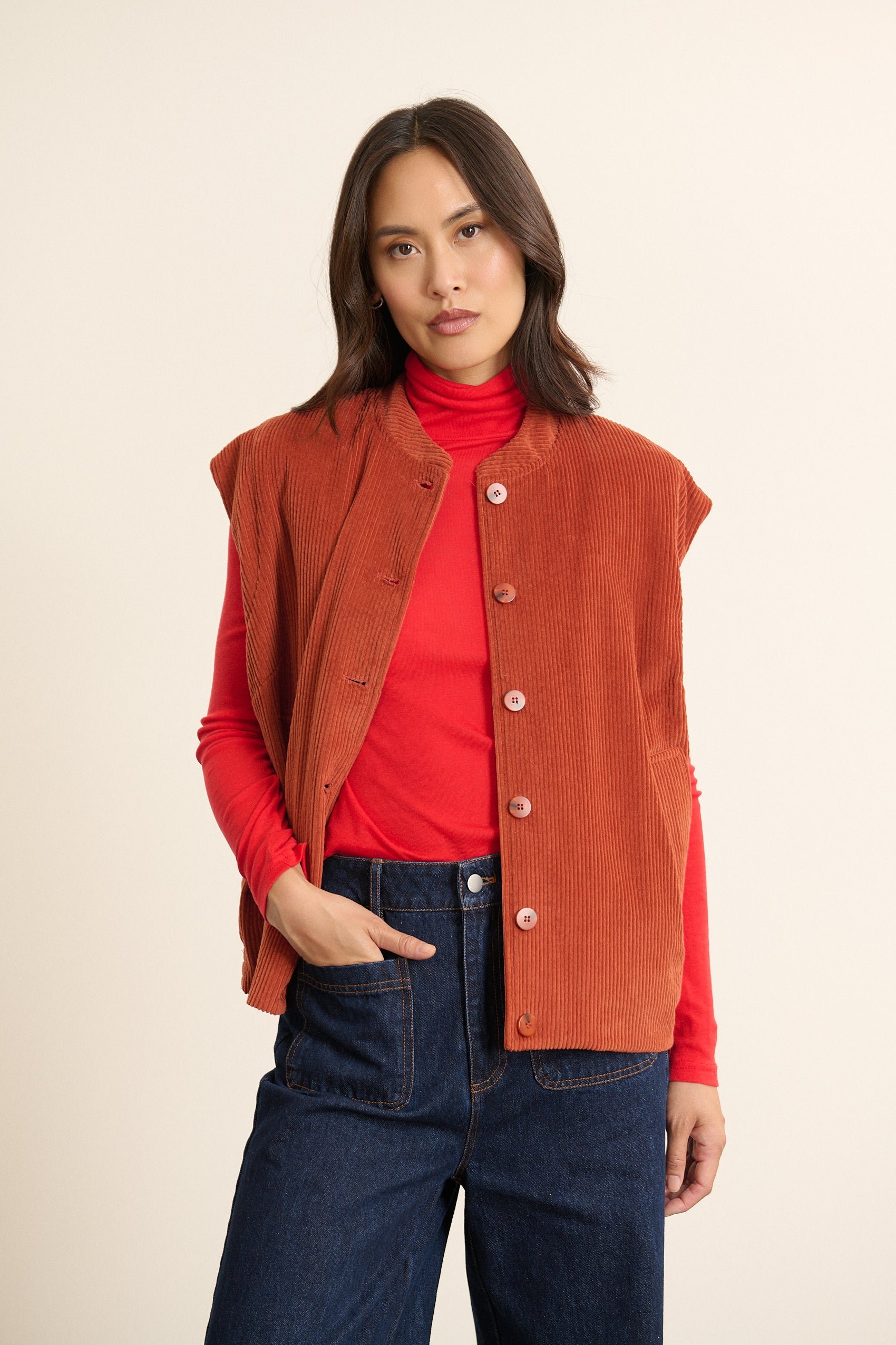 Velvet Sleeveless Jacket GARANCE PARIS Orange
