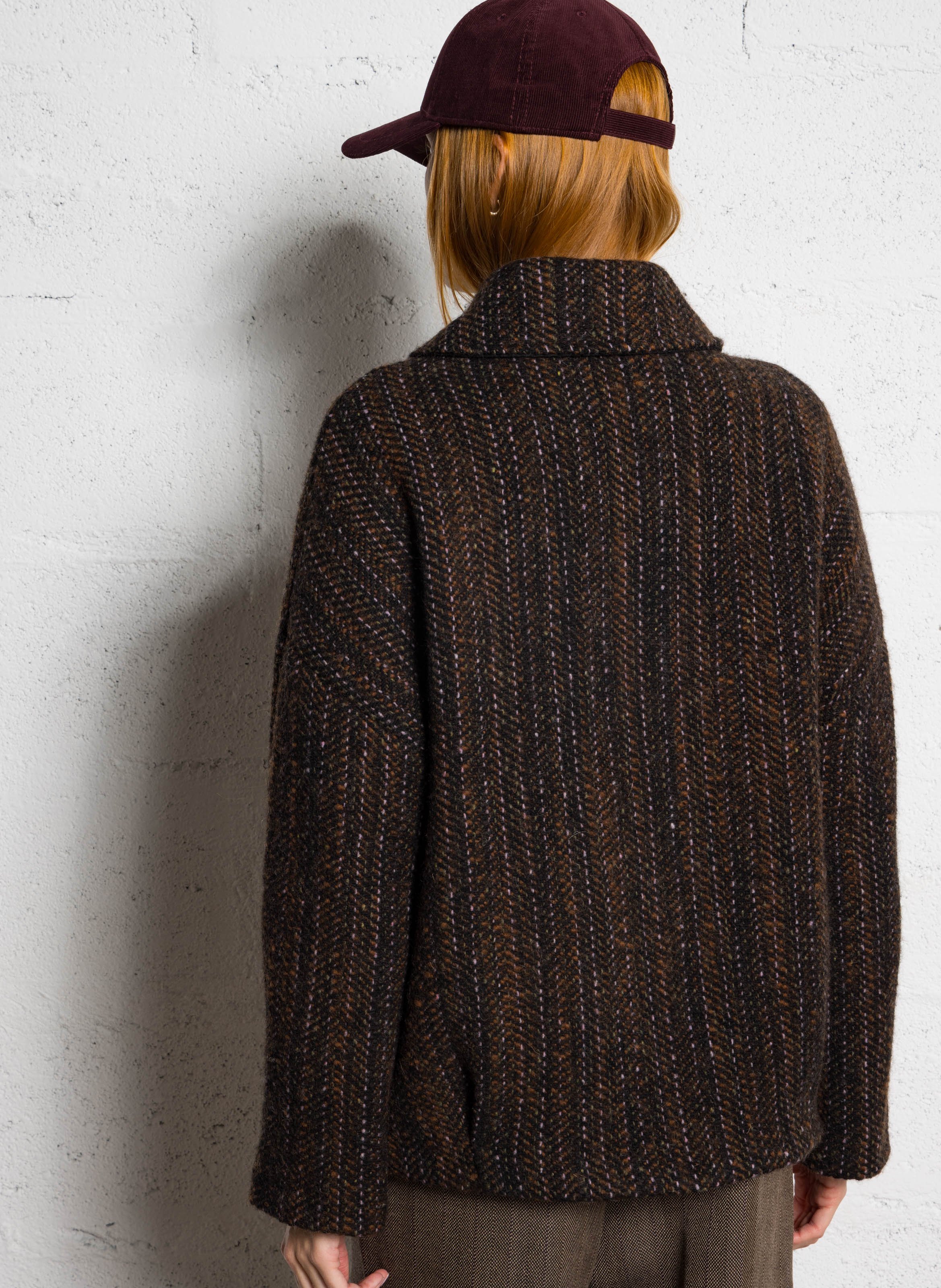 Manteau droit en laine mélangée MOMONI Marron