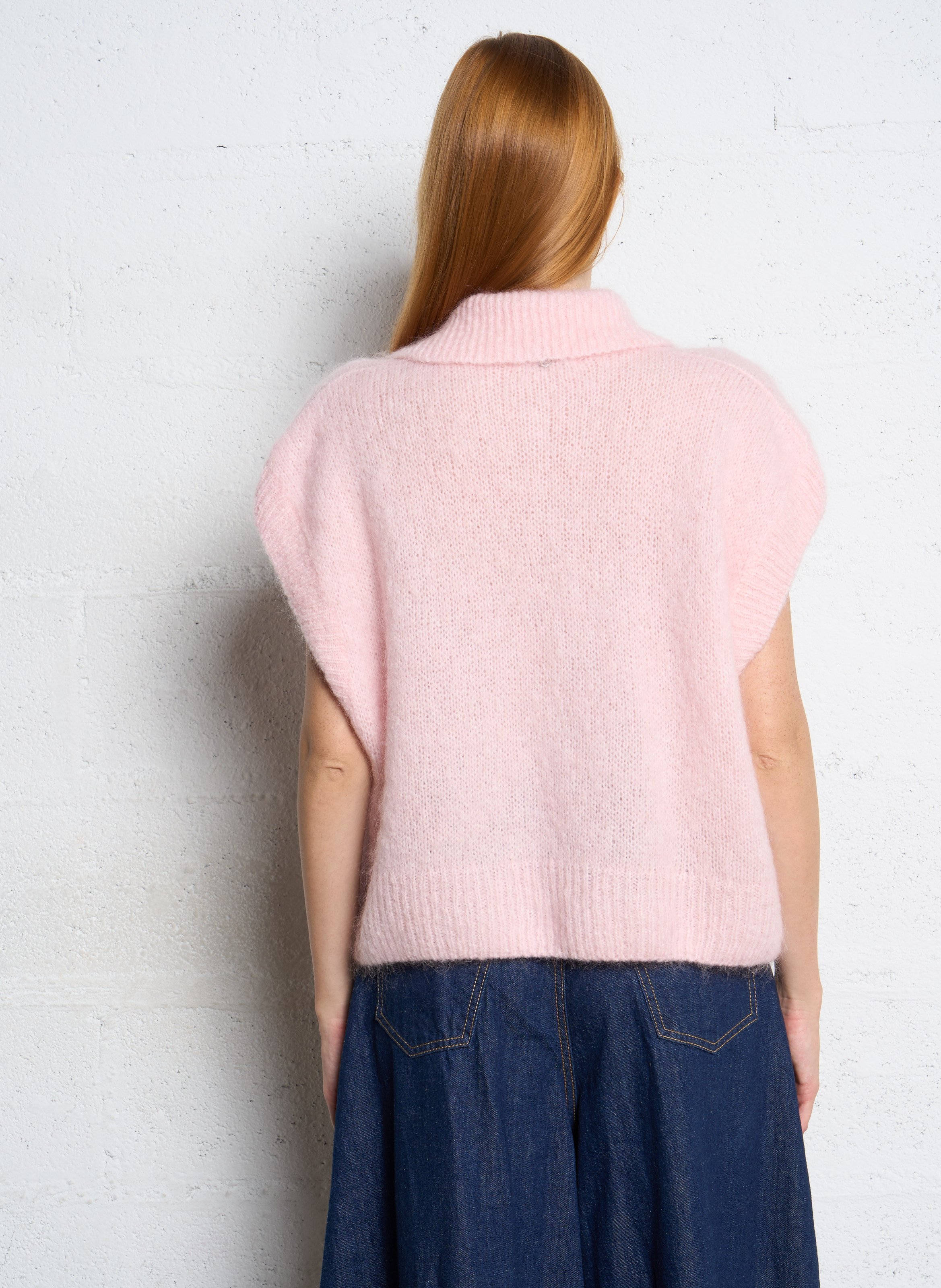 Gilet col classique ample PLEASE Rose