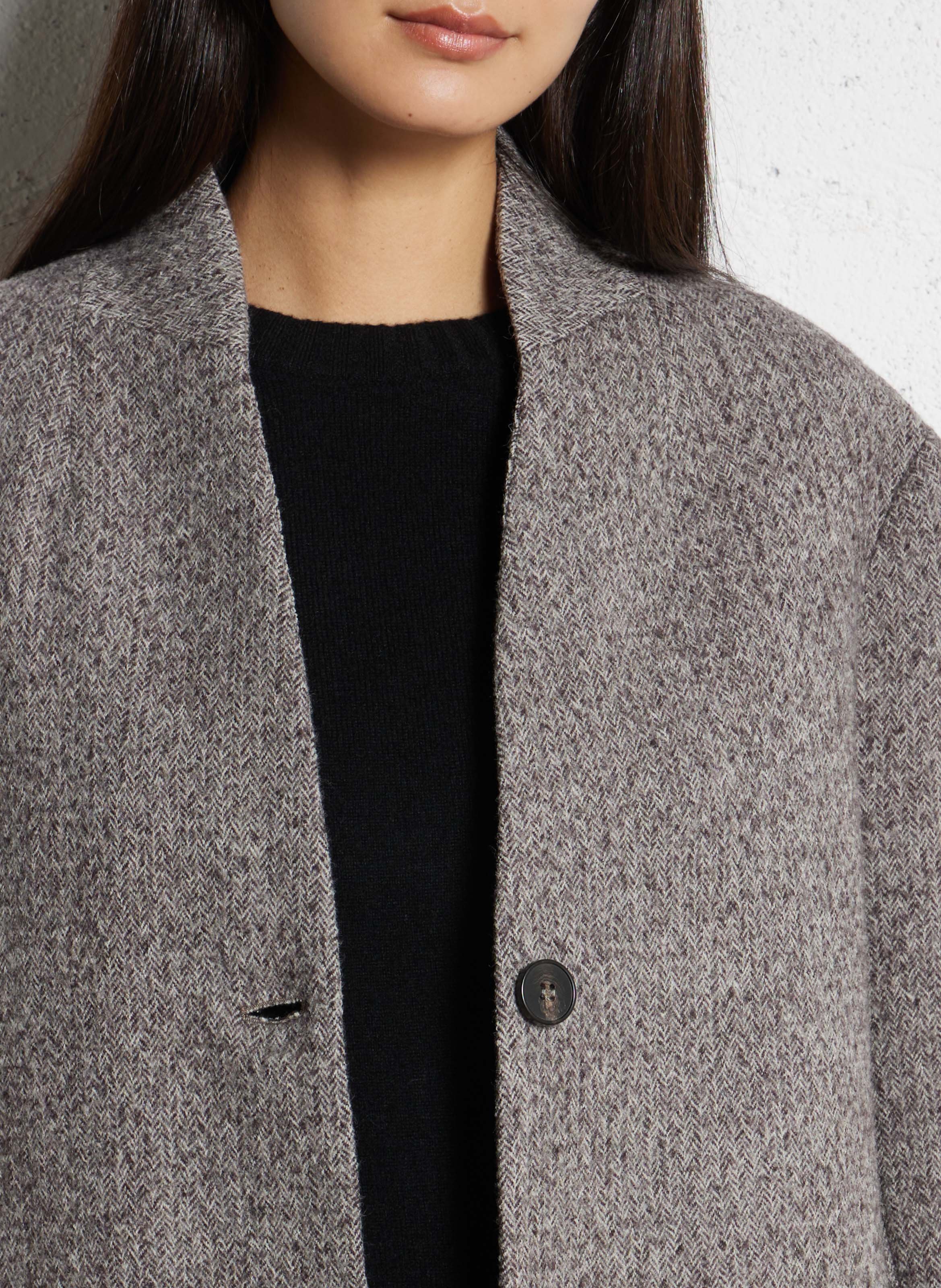 Oversized V-neck wool jacket MAISON HOTEL Grey